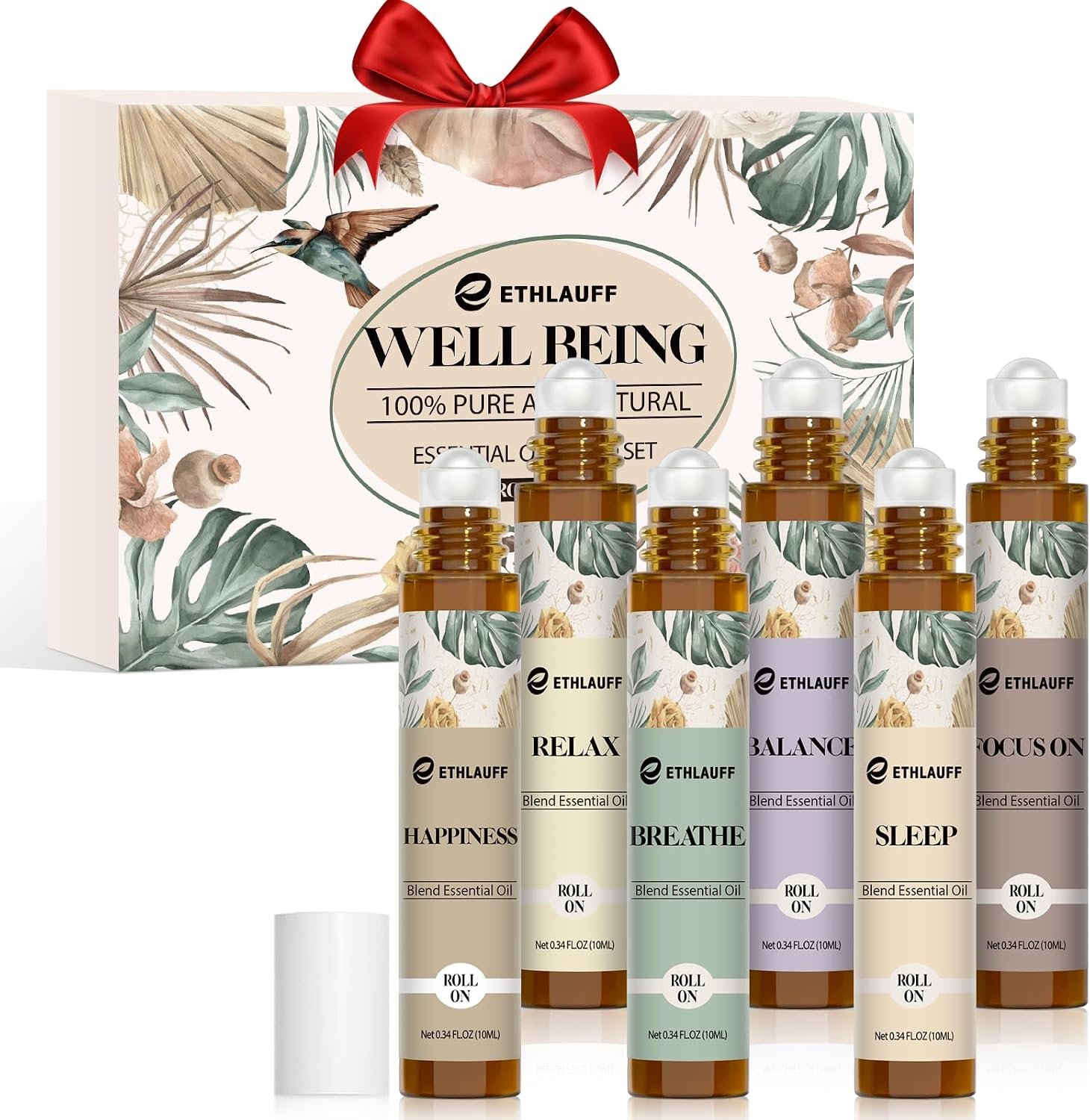 Essential Oils Roll On Set – (Relax, Sleep, Breathe, Focus on) Aromatherapy Oil with Roller Ball, Essential Oils for Skin – Self Care Gift for Women