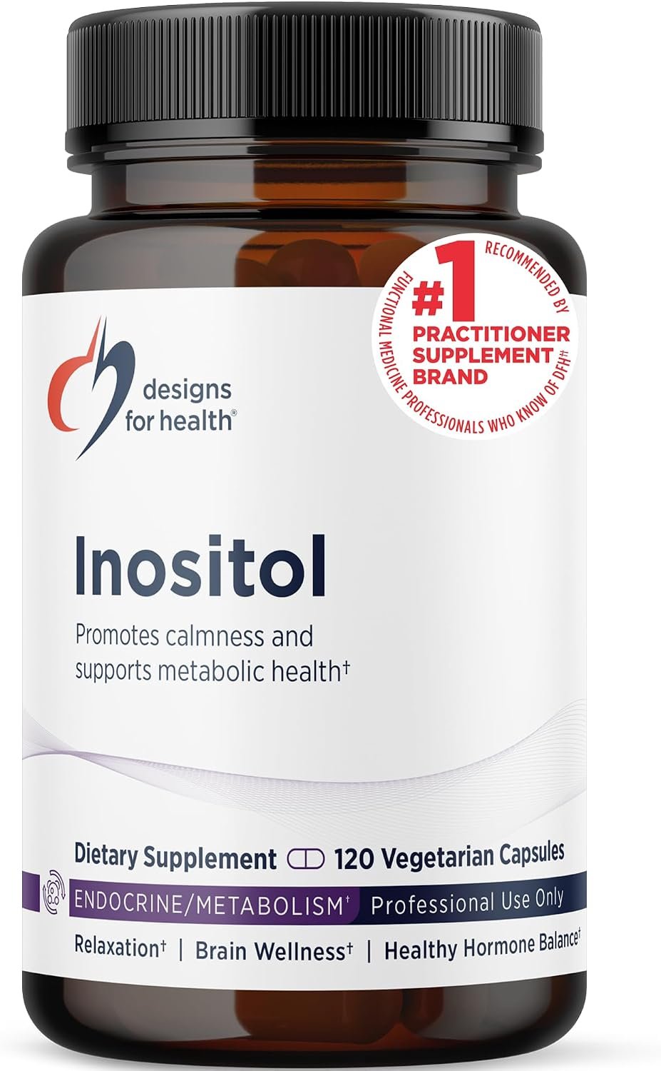 Designs for Health Inositol Capsules, Female Hormone Support, 120 Capsules | Support Liver, Brain + Hormonal Health, Inositol, Relaxation, Liver Health + Brain Support Supplement, 900mg per Capsule