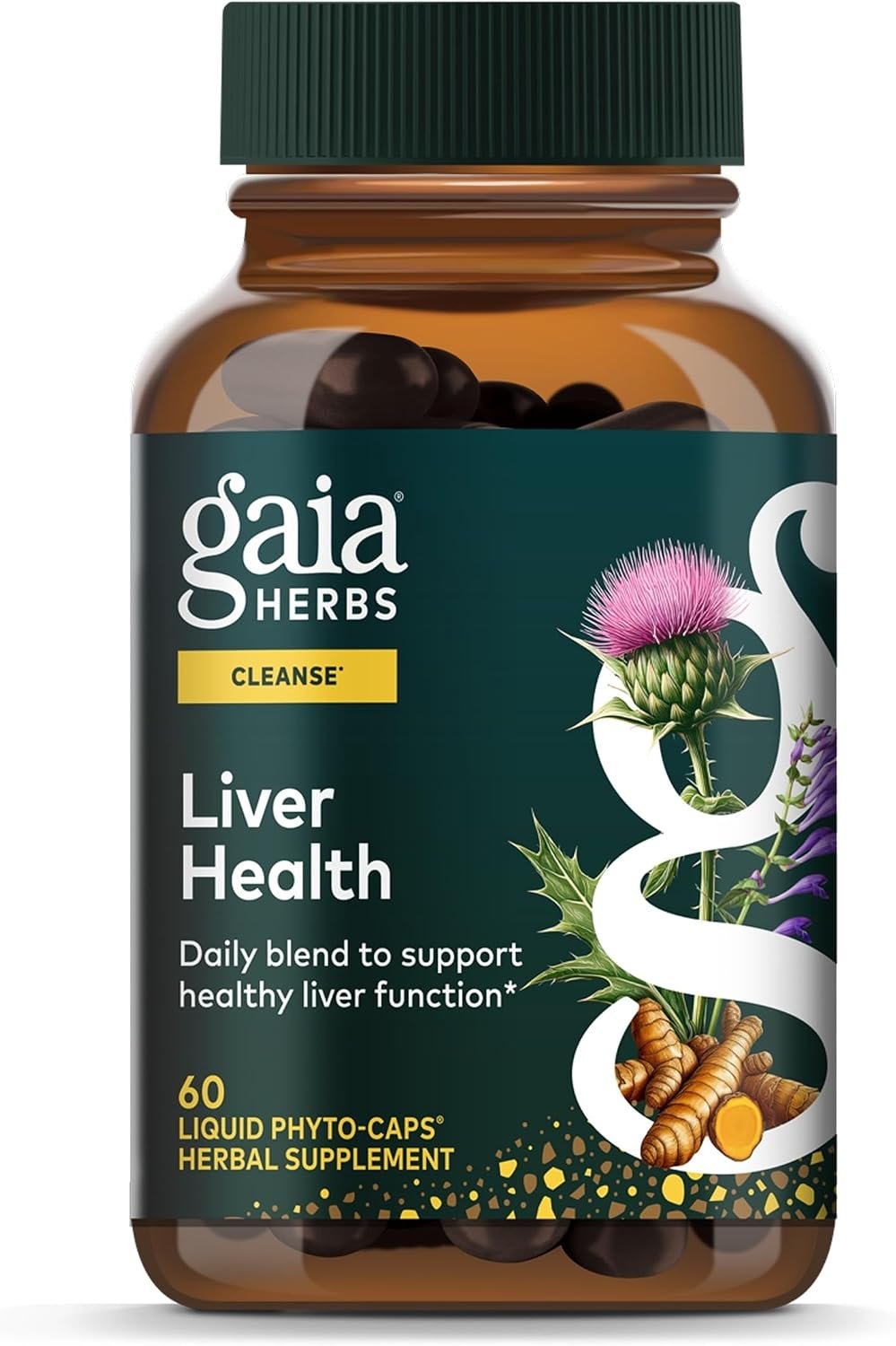 Gaia Herbs Liver Health, 60 Vegan Capsules, 60 Servings | Supplement with Milk Thistle, Turmeric Root, Schisandra & Licorice Root for Liver & Cleanse Support