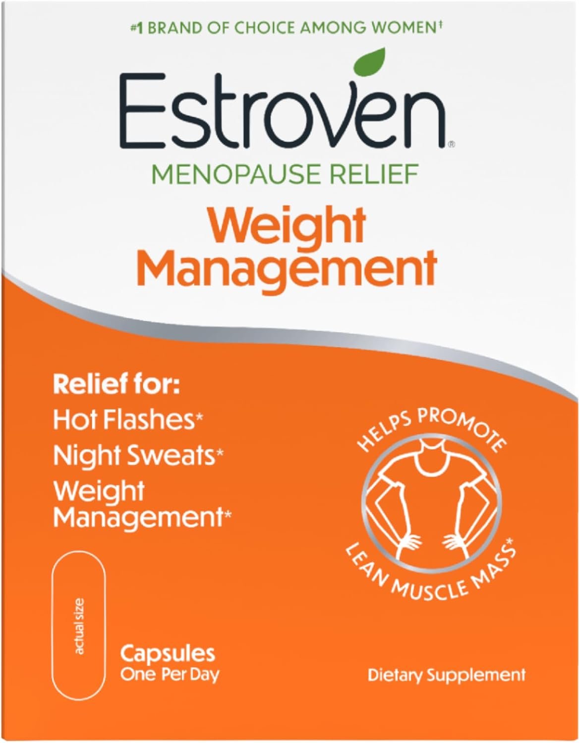 Estroven Weight Management for Menopause Relief Supplement for Women, 30 Ct | Hormone-free, Drug-free, Hot Flash & Night Sweat Relief*, Black Cohosh, Perimenopause, PreMenopause Support, 1 Capsule Daily