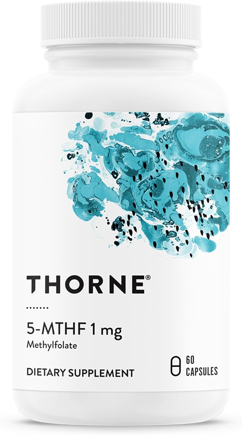 THORNE 5-MTHF 1 mg, Active Methylfolate Vitamin B9 Supplement, 60 Capsules | Supports Methylation, Healthy Homocysteine Levels, Heart & Brain Health, Fetal Development, Mood & Nervous System Health
