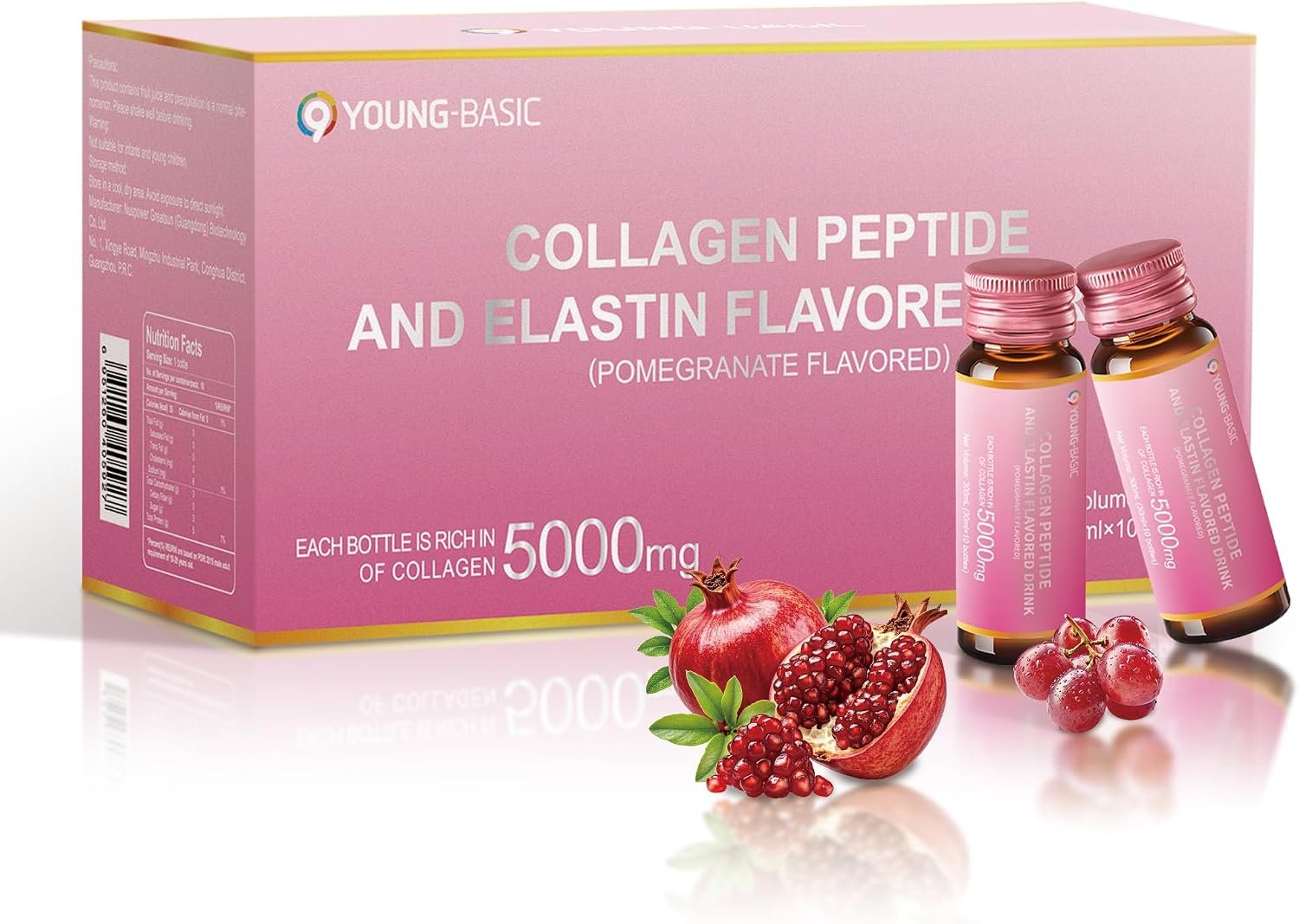 Ageless Beauty Marine Collagen Drink, 5,000mg Korean Collagen Tripeptide Liquid Collagen for women with French Hydrolyzed Collagen, Skipjack Elastin Peptide, Supports Skin, Less Wrinkles, 0 Additives