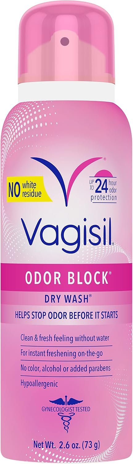 Vagisil Odor Block Dry Spray, Hypoallergenic, pH Balanced, 2.6 Oz | Odor Block dry wash spray for on-the-go freshness. Up to 24-hr odor protection. Gentle, hypoallergenic & gynecologist tested.