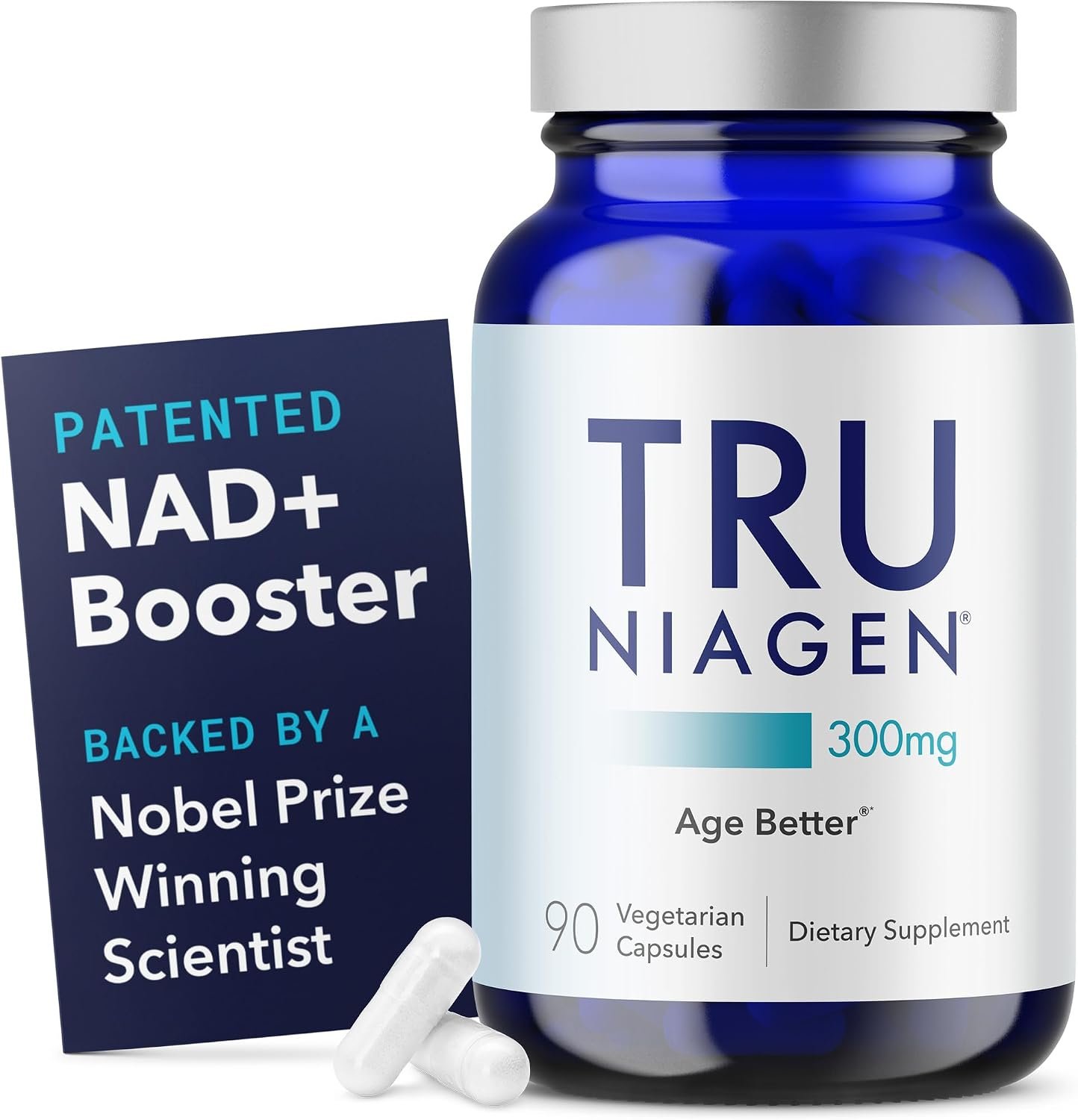 TRU NIAGEN NAD+ Supplement, Nicotinamide Riboside 300mg, 90 Daily Servings | Patented Niagen NR boosts NAD+ to support cellular energy and healthy aging. 300mg, one capsule daily — 90-day supply.