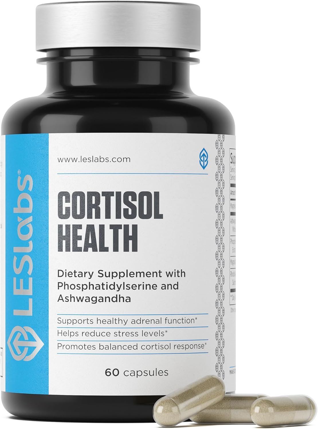 LES Labs Cortisol Health Stress & Sleep Support Supplement, 60 Capsules | Cortisol & Stress Support, Sleep & Relaxation, Ashwagandha, Magnesium, Rhodiola, Phosphatidylserine, Magnolia Bark, Non-GMO
