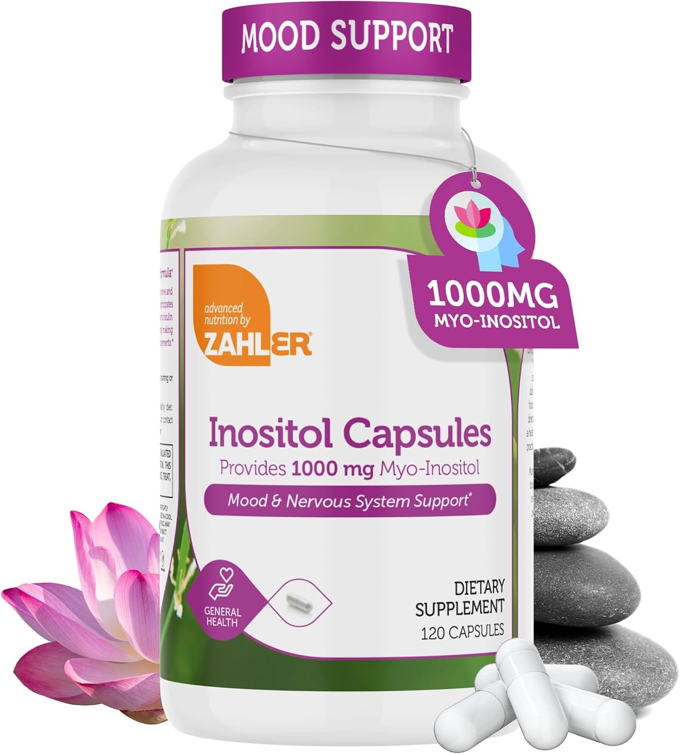 Zahler Inositol Supplement Capsules 1000mg – Mood & Nervous System Support Supplements for Women – Hormone Balance & Healthy Ovarian Function – Kosher, Gluten Free, Dairy Free – 120 Count