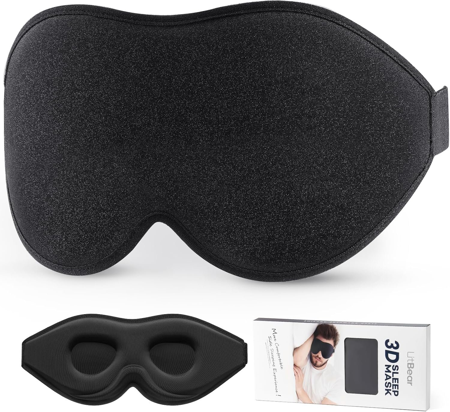 LitBear Sleep Mask for Side Sleeper Women Men, Eye Mask for Sleeping