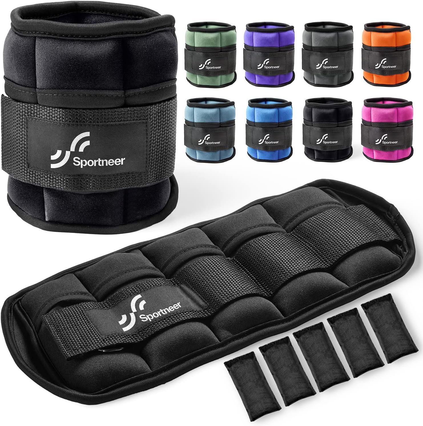 Sportneer Adjustable Ankle and Wrist Weights for Women Pair of 4lb/13lb | Soft neoprene ankle and wrist weights for walking, running, yoga, workouts, fitness, and physical therapy