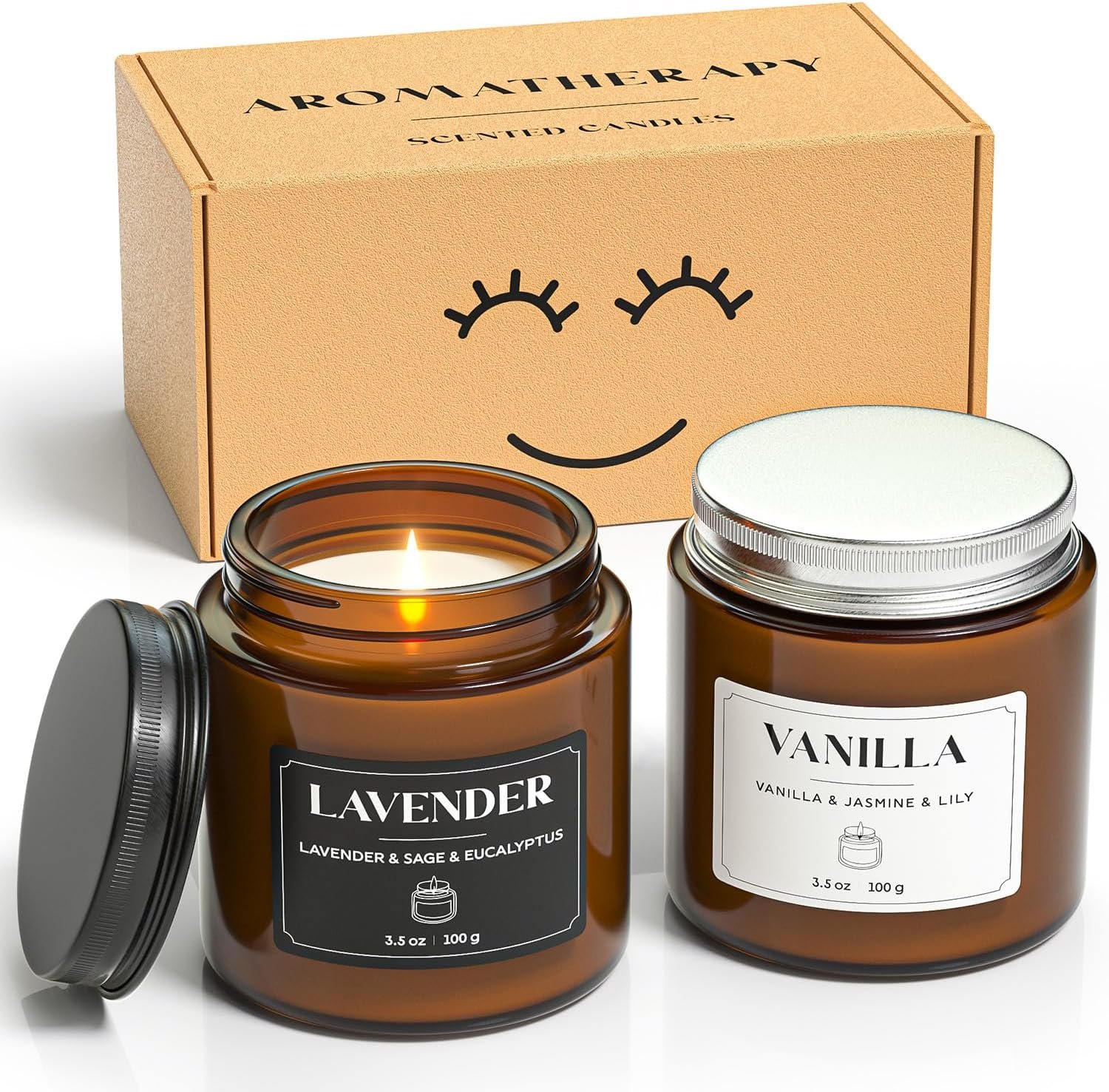 NORVENCE Scented Candles Gift Set, Stress Relief Candles for Home, Premium Soy Candle Set, Candles for Women and Men (Black & White, 7 oz)