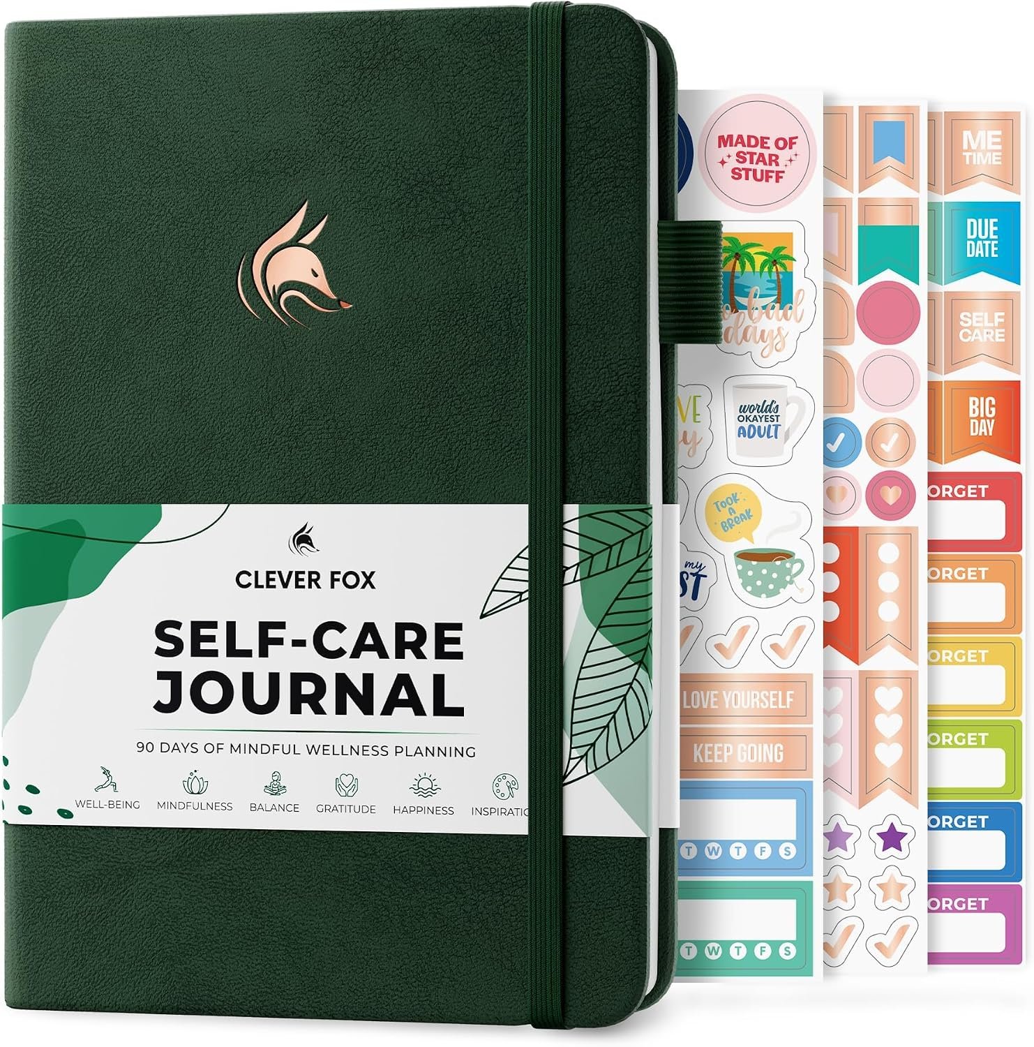 Clever Fox Self-Care Journal for Women, Daily Planner 5.8×8.3 Forest Green | 3-month mental health journal, habit tracker, wellness journaling supplies for women & teen girls, gratitude & mood log