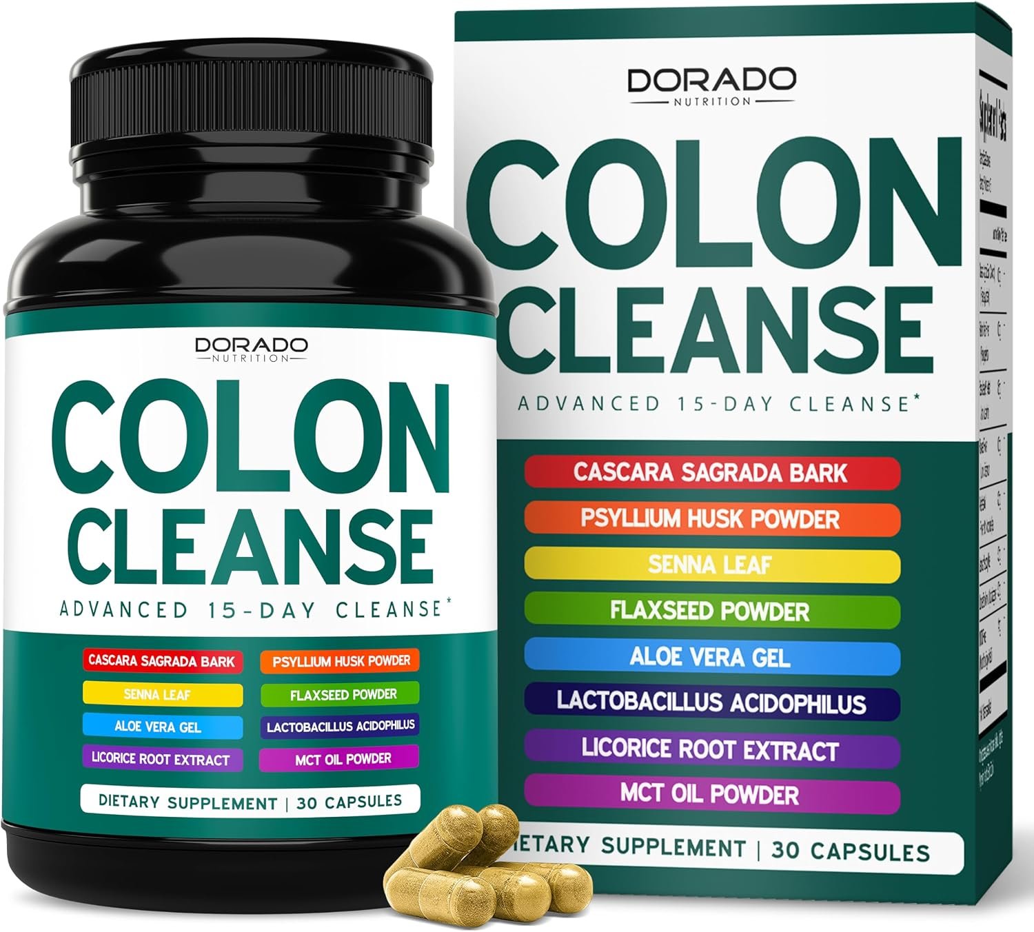 Colon Cleanse & Detox 15 Day Gut Cleanse (30 Count) Intestinal Cleanse Pills & Probiotic for Gentle Laxative & Bowel Relief for Stomach Bloating – Third Party Tested, Vegan, Non-GMO – Made in USA