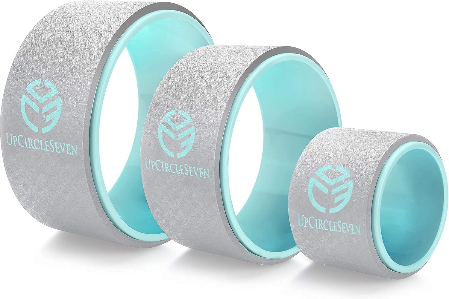 UpCircleSeven Yoga Wheel Set – Strongest & Most Comfortable Yoga Prop Wheel, 3 Pack for Back Pain and Stretching (12, 10, 6 inch)