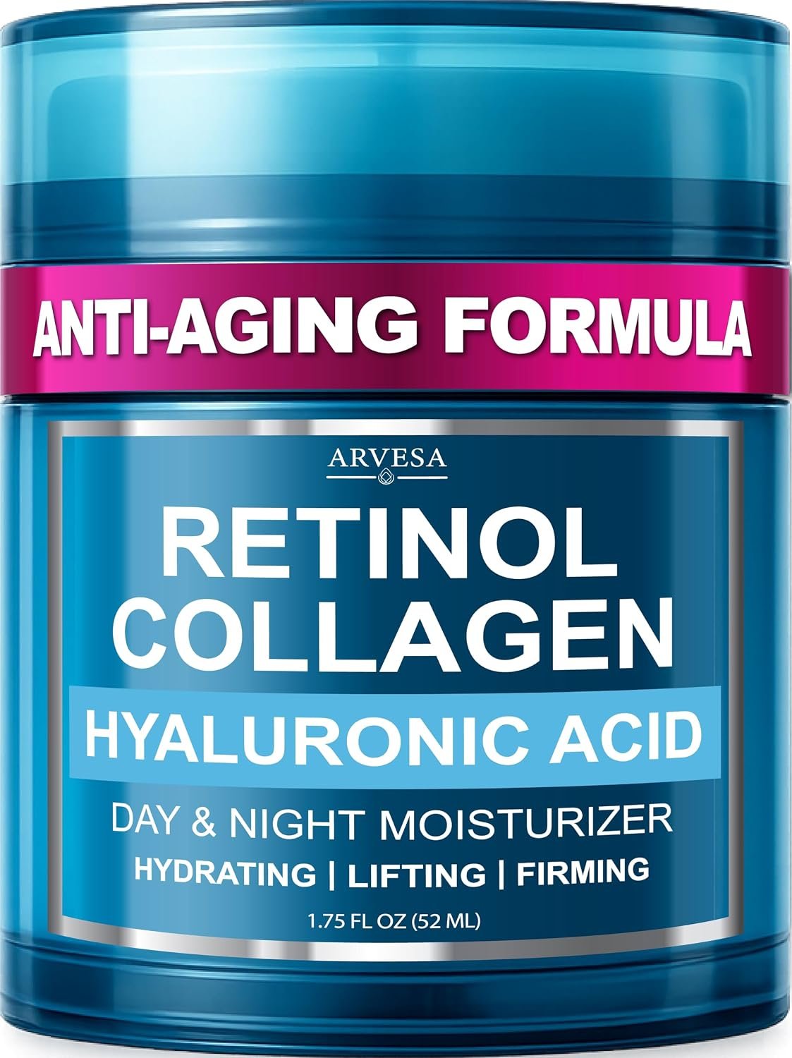 Retinol Cream for Face – Anti-Aging Moisturizer Wrinkle Cream with Collagen | Face & Neck Moisturizer with Hyaluronic Acid – Firming, Hydration & Smooth Skin – Day & Night Skin Care for Women & Men