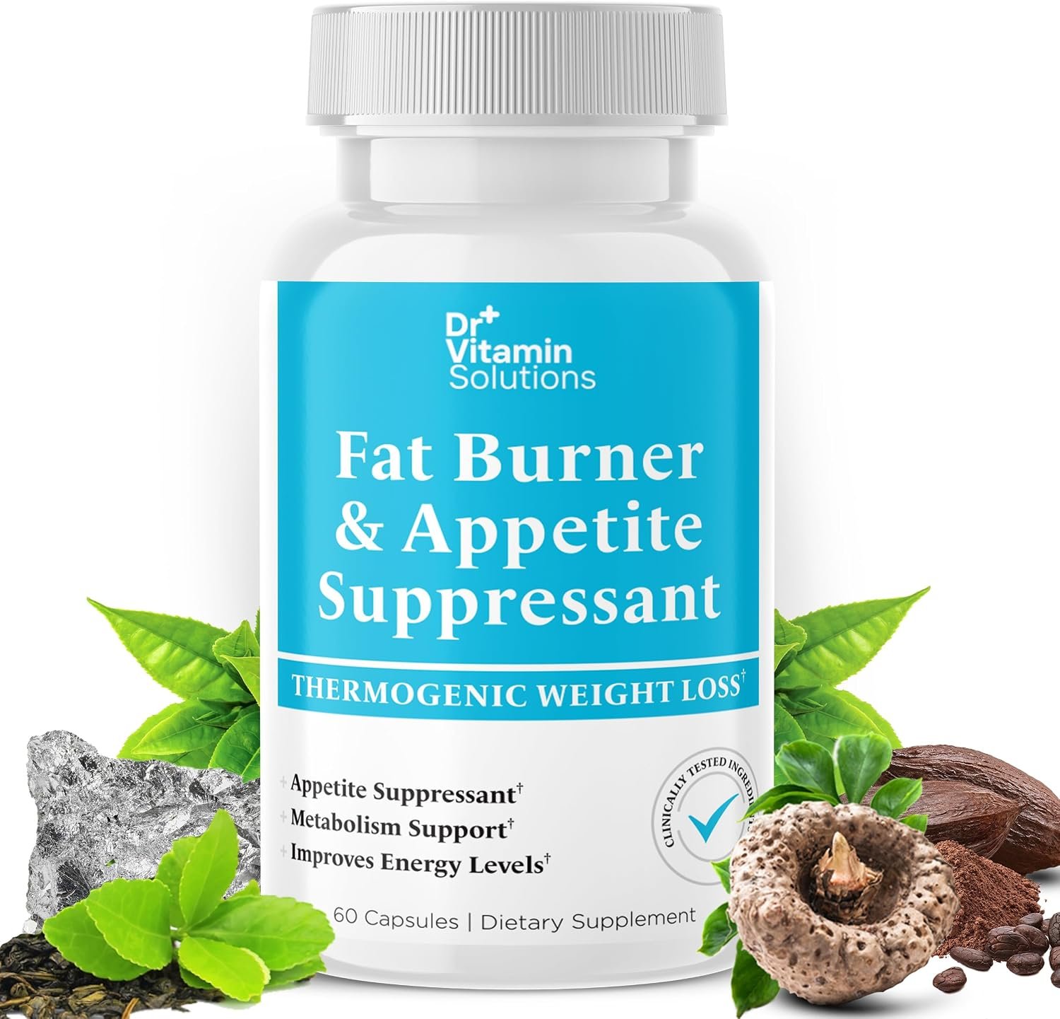 Fat Burner for Women & Men, Appetite Suppressant Weight Loss Pills Belly | Thermogenic Diet Pills, Metabolism Booster, Glucomannan, Green Tea Extract, 60 Capsules 2 Month Supply, Non-GMO, Made in USA