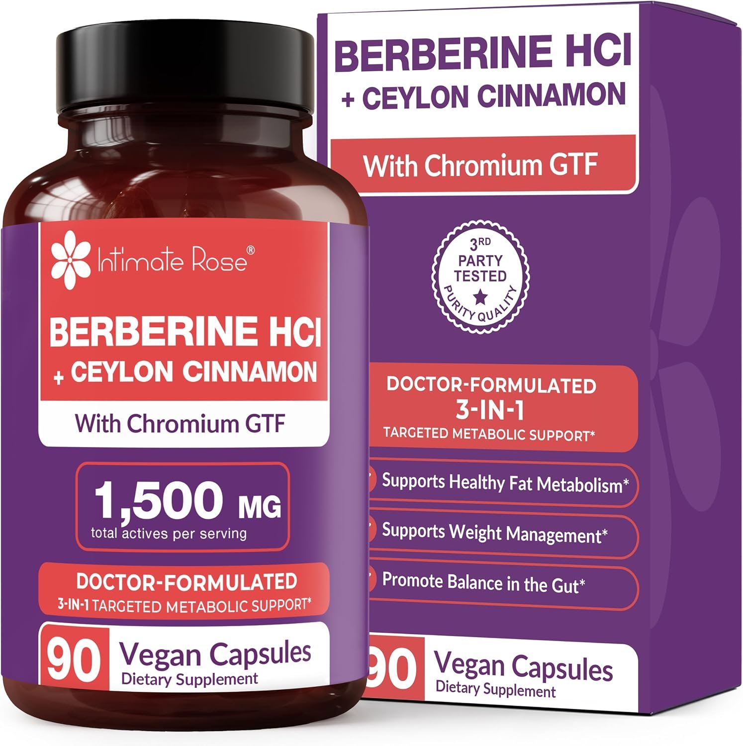 Berberine with Ceylon Cinnamon & Chromium – Max Strength Complex, 90 Caps
