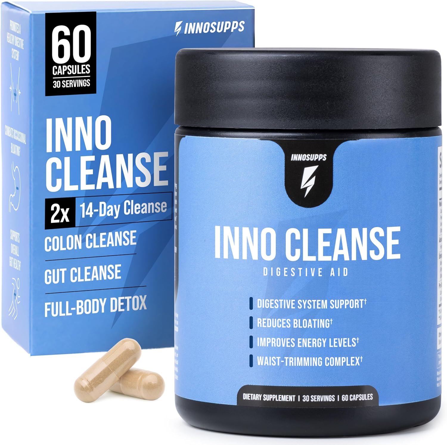 InnoSupps Inno Cleanse 2X 14 Day Colon Cleanse & Detox Flush, 4 Week Supply | Waist trimming complex, gut cleanse, digestive system support, and stool softener for reduced bloating and constipation