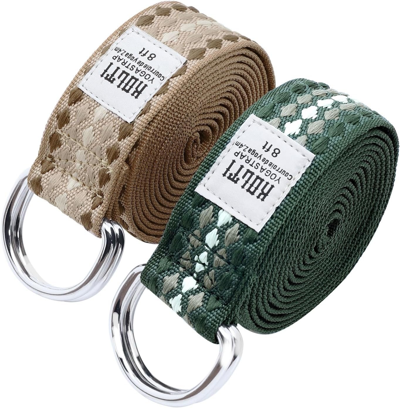 Yoga Exercise Adjustable Straps 8FT with Durable D-Ring for Pilates & Gym Workouts | Hold Poses, Stretch, Improve Flexibility & Maintain Balance