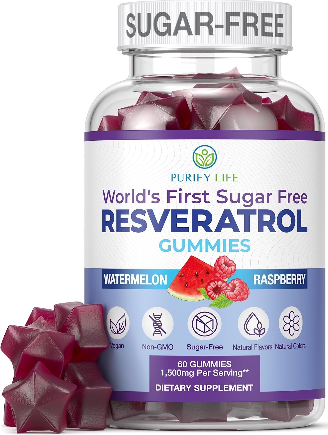 Sugar-Free Resveratrol Gummies, Antioxidant Support, NMN Alternative, 60 ct