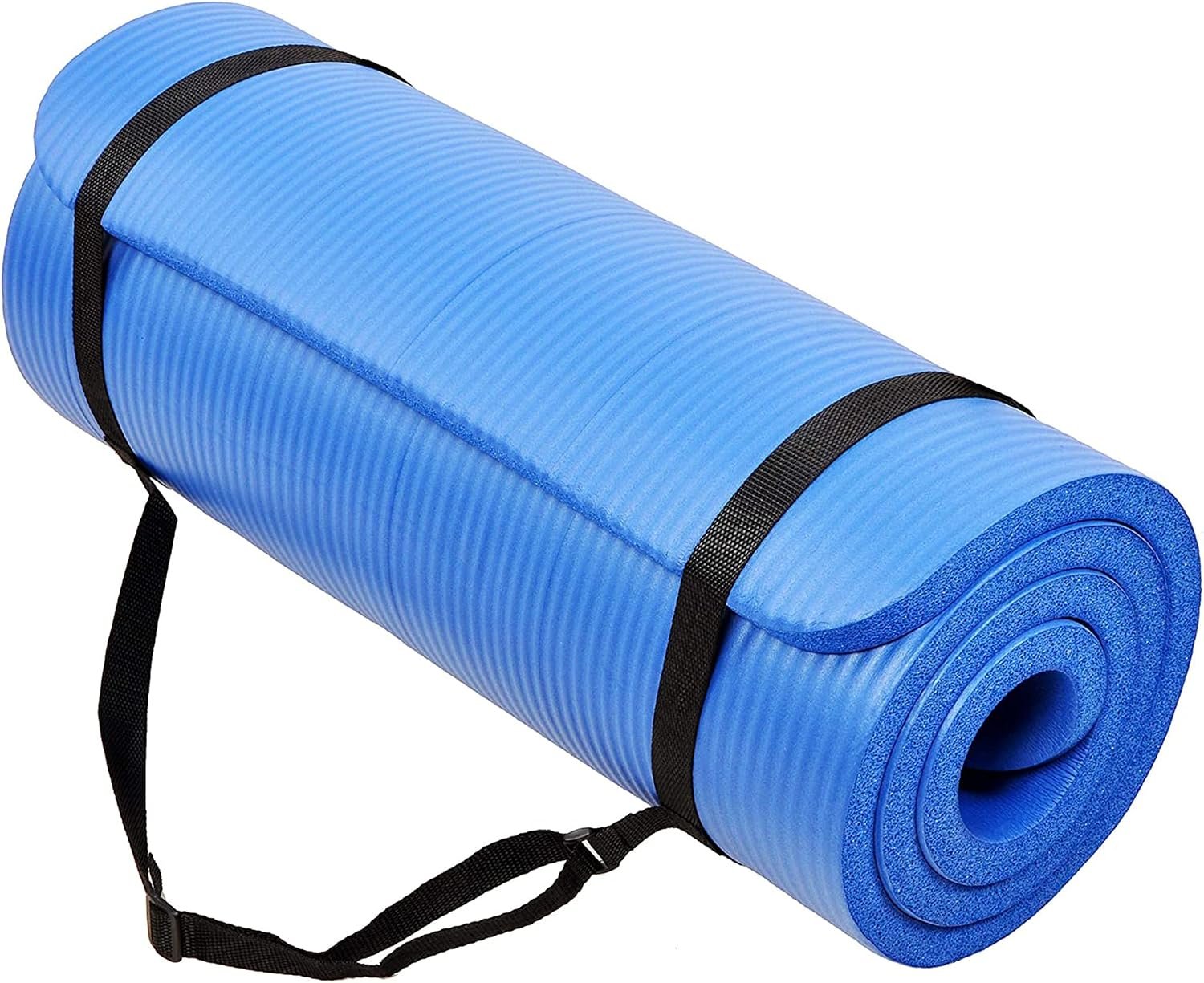 BalanceFrom Yoga Mat, 1-Inch Extra Thick High Density Exercise Mat, Anti-Tear Exercise Yoga Mat with Carrying Strap, Suitable for Various Yoga Exercises, Multiple Colors