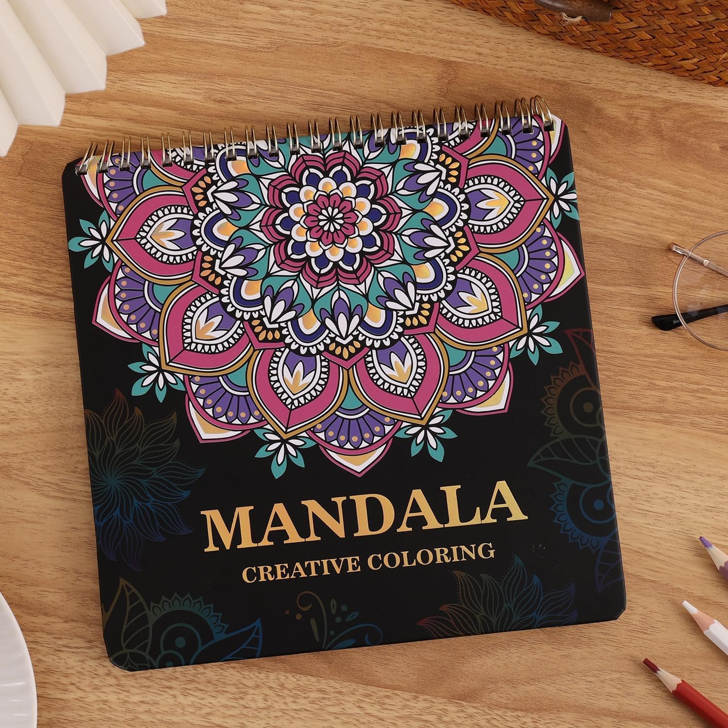 Mandala Coloring Book for Adults Relaxation and Teens Stress Relief, Spiral Coloring Book for Women, Hard Cover Spiral Bound Mindfulness Stress-Free Patterns for Adult to Relax Relieve Anxiety Gifts
