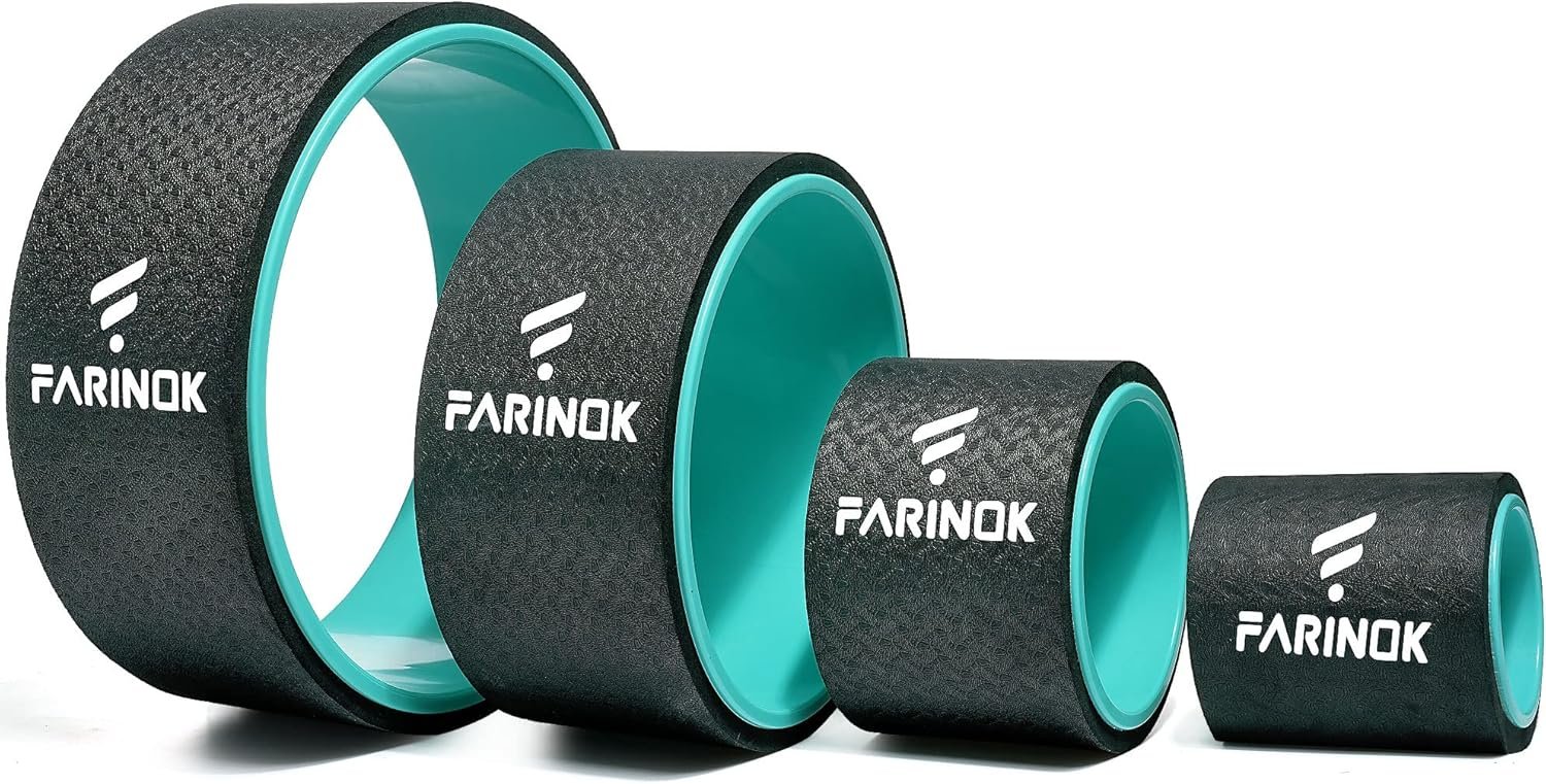 Yoga Wheel Set of 3+1, Upgraded 10MM Thick Back Wheels for Pain Relief | Strongest Back Roller for Deep Tissue Massage, Stretching, Improving Yoga Poses Backbend