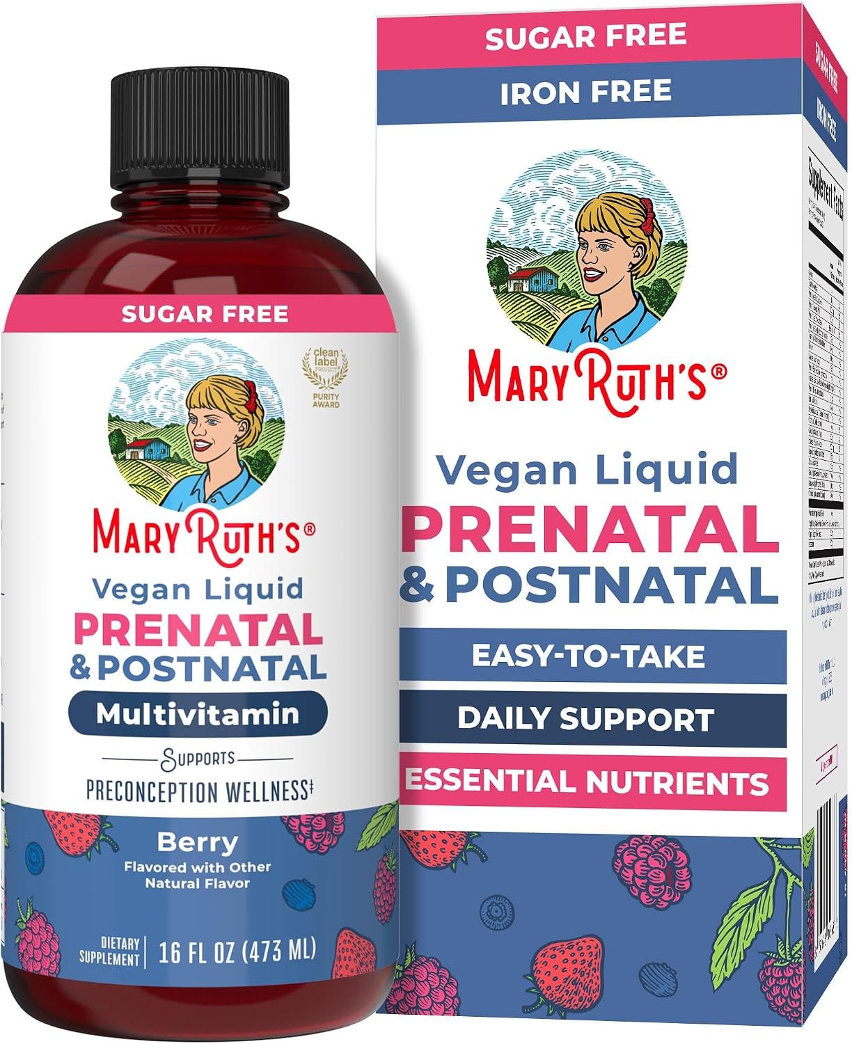 MARYRUTH’S Postnatal & Prenatal Liquid Multivitamin for Women, 16 oz, Vegan | Selenium, Folate, Healthy Fetal Development, Vegan, Non-GMO