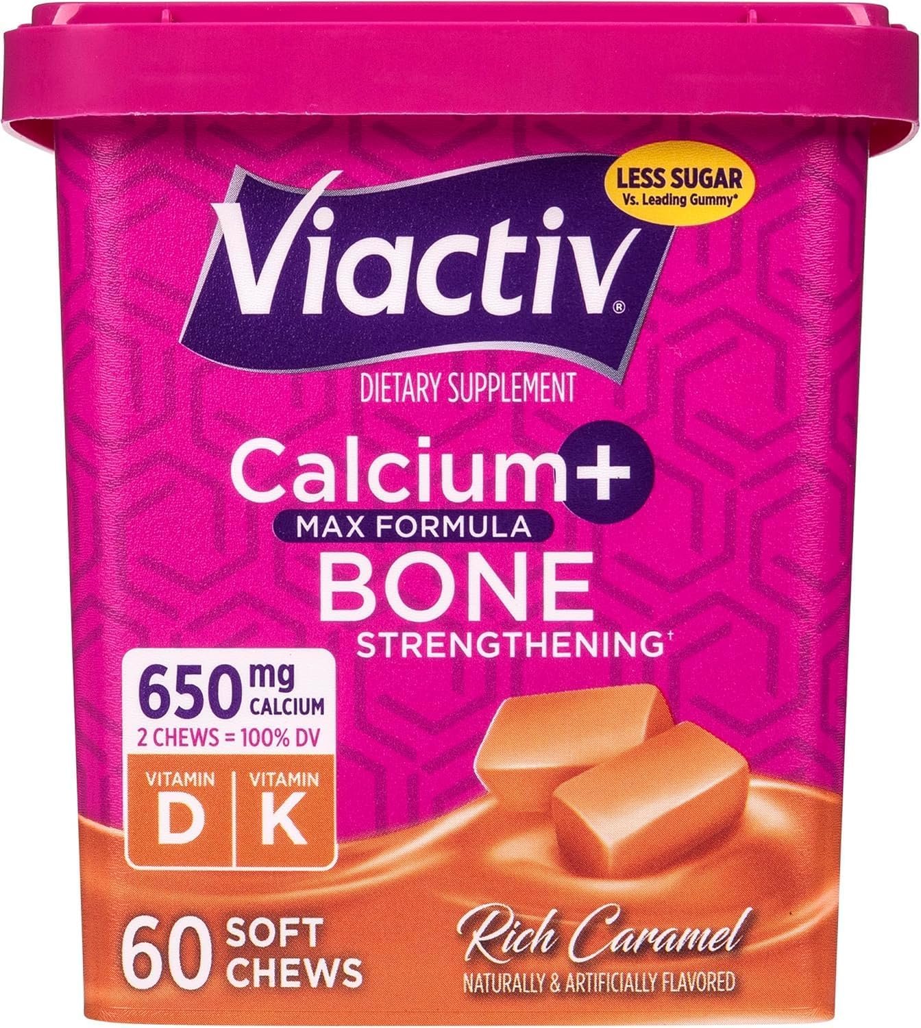 Viactiv Calcium + Vitamin D Supplement Soft Chews, 60 Count, Caramel