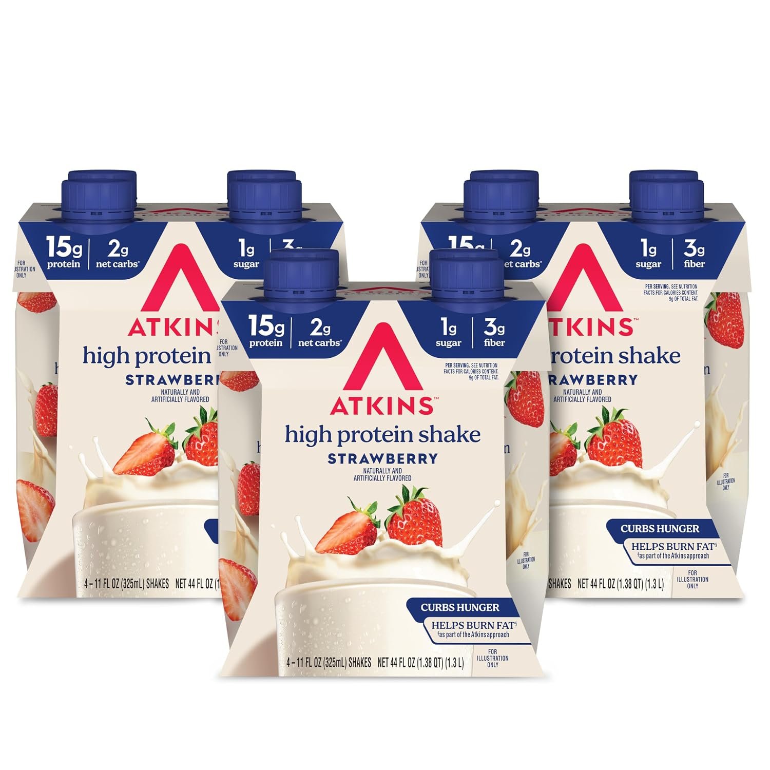 Atkins Strawberry Flavored High Protein Shake, 12 Count