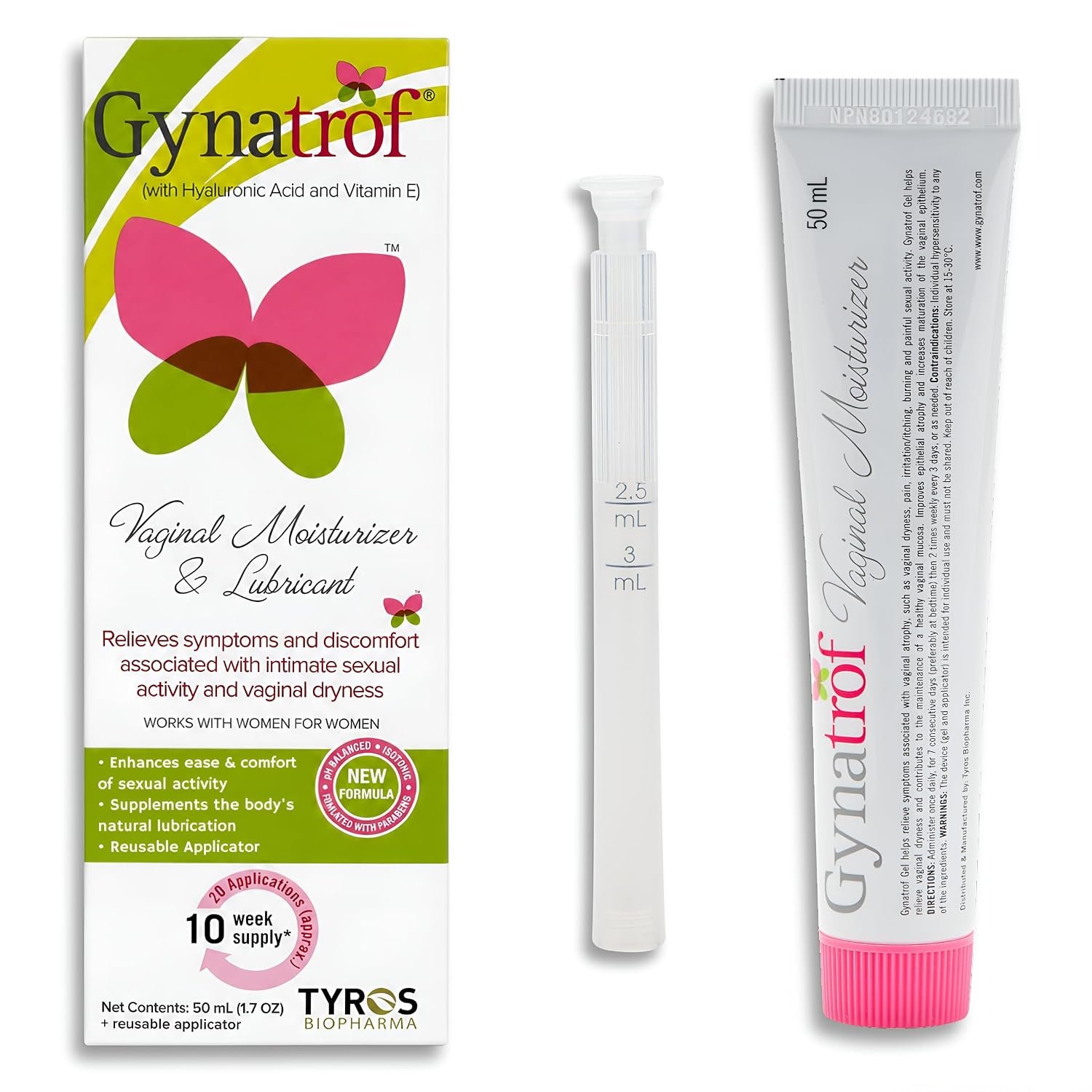Gynatrof Vaginal Moisturizer for Dryness, Hormone-Free (HA & Vit E)