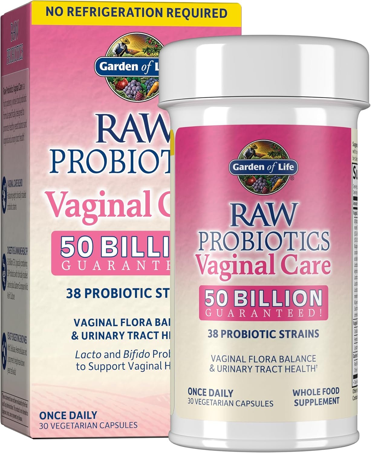Garden of Life Raw Probiotics for Women’s Vaginal Care with Acidophilus, Shelf Stable Probiotic Promotes Yeast Balance, Vaginal, Urinary Tract Health, 30 Vegetarian Capsules | 38 Probiotic Strains, Supports Vaginal & Urinary Tract Health, Vegetarian, Shelf Stable
