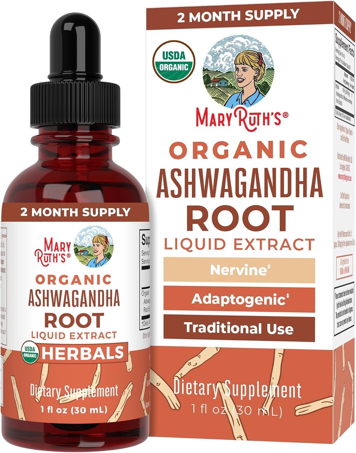 MARYRUTH’S Ashwagandha Root Liquid Drops, Mood & Stress Support Supplement | Mood & Stress Support Supplement, Calm & Relaxation, 590mg Ashwagandha, Adaptogen & Nervine, Vegan