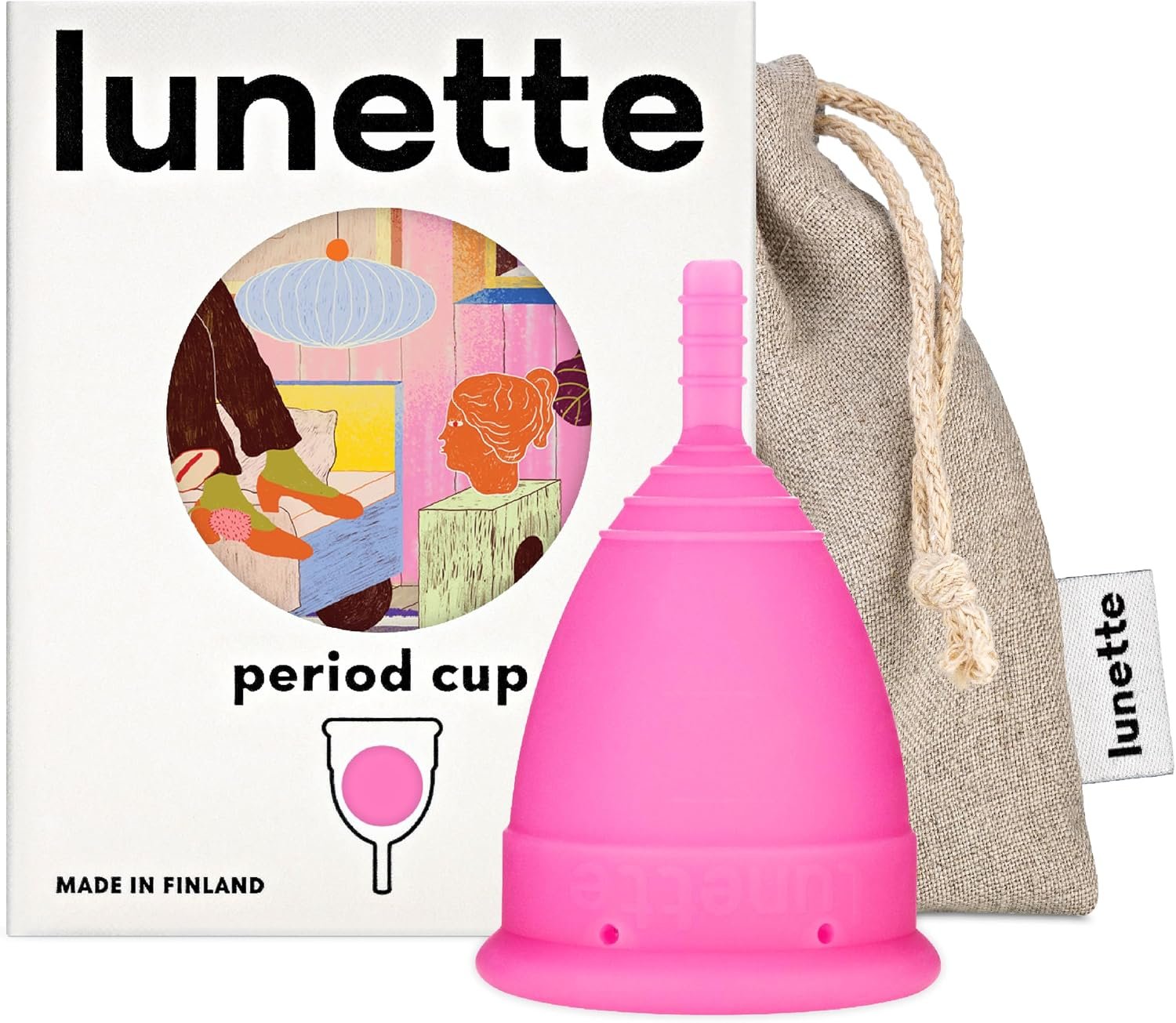 Lunette Menstrual Cup – Reusable Period Cup – Medical-Grade Silicone | 12‑hour Comfort, Reusable up to 10 years, BPA‑free, Tampon alternative, Made in Finland, Size 2 Pink