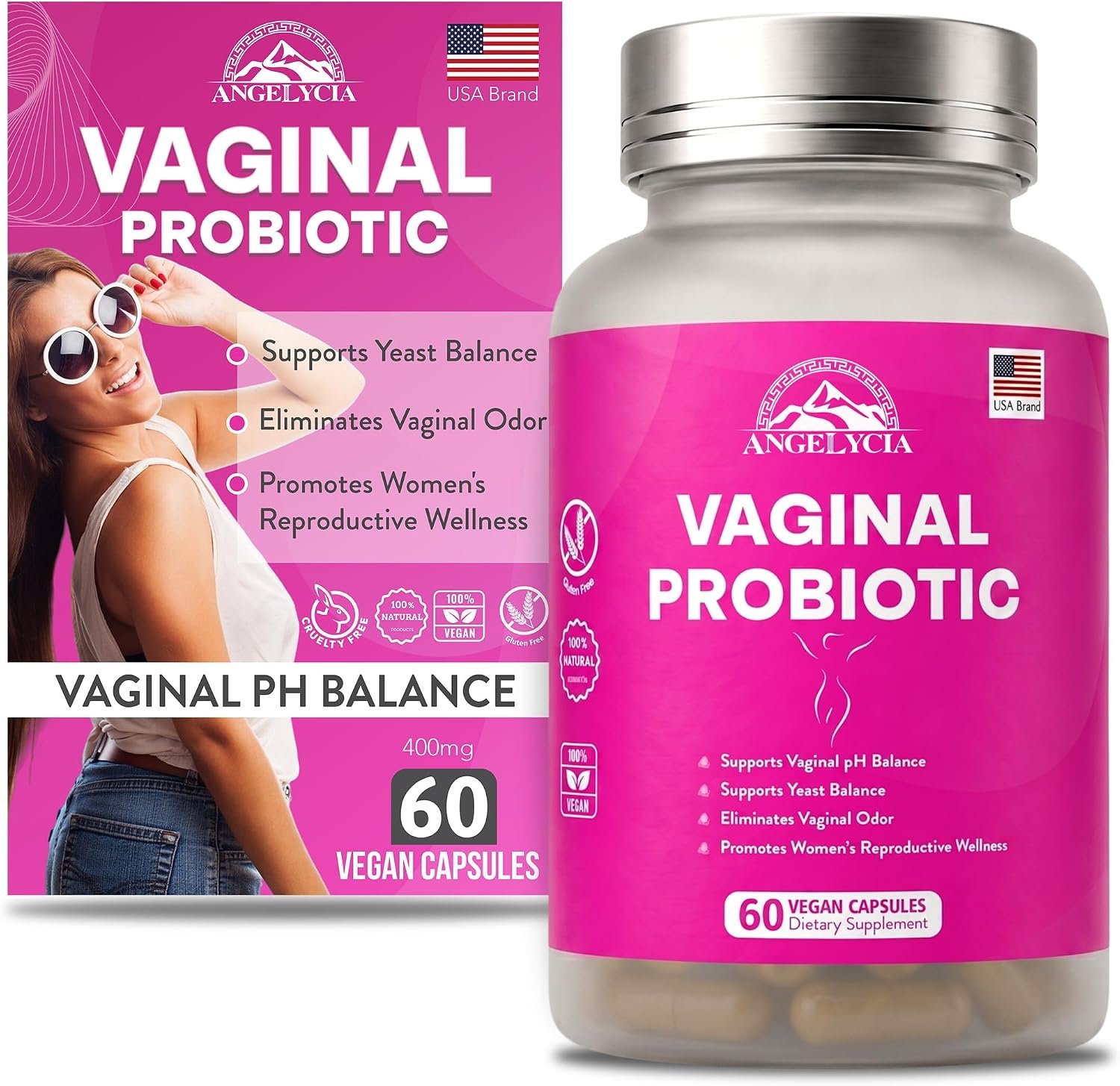 ANGELYCIA Probiotics for Women, Vaginal Probiotic | Vaginal Health and Tightening, Supports Vaginal Probiotics Balance with Natural Ingredients for Optimal Feminine Care