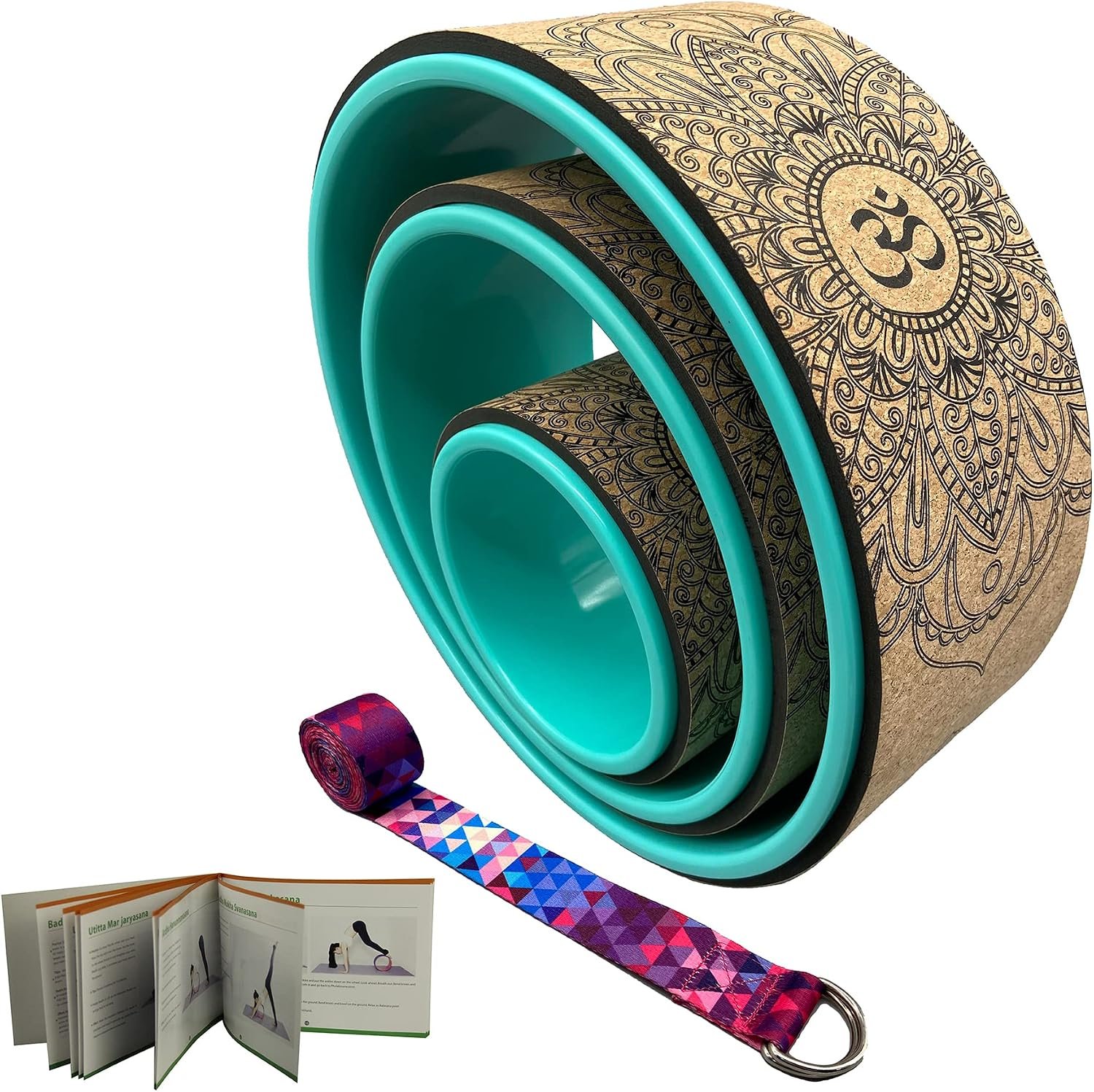 Aozora Yoga Wheel 13″ with Most Detailed Book Step by Step Guide on How to Do 30+ Poses! Perfect for Stretching and Improving Backbends