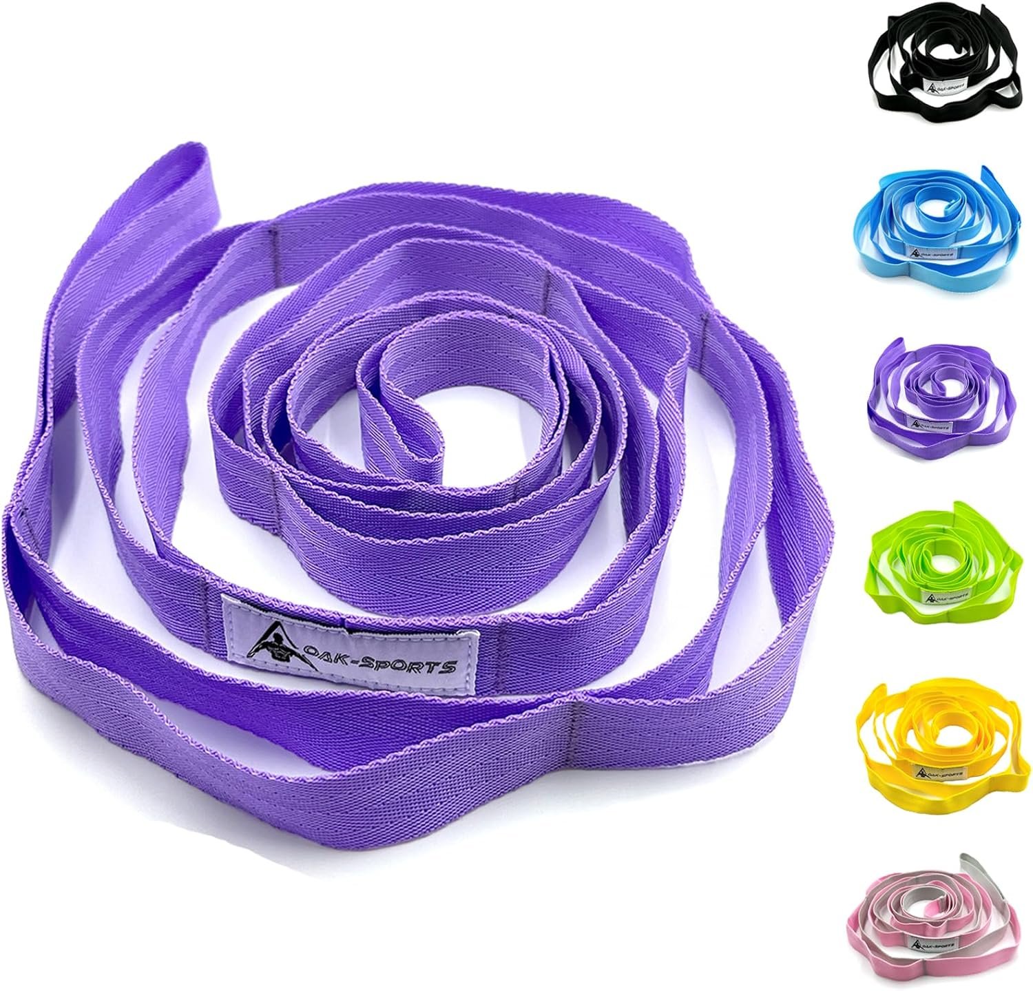 Stretching Strap Yoga Strap with Loops for Physical Therapy, Non-Elastic | 10 Loops, 75 inches length, Multi-Color Selection for Yoga Strap for Stretching, Pilates, Dance and Gymnastics
