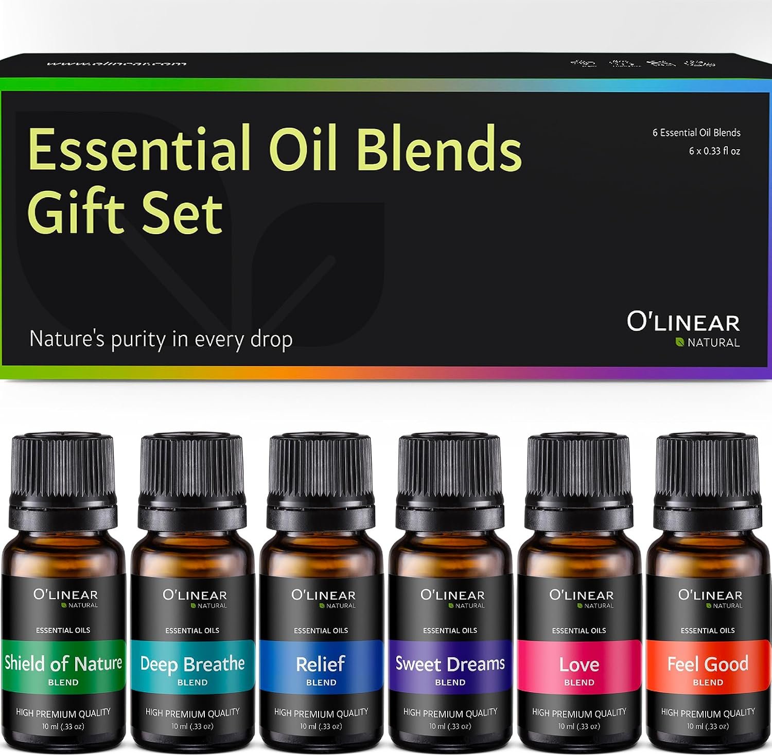 O’linear Essential Oils 6 Blends Set – Perfect for Humidifiers and Diffusers, Aromatherapy Diffuser Oils Scents, Essential Oil Kit for Home Use, Essential Oil Pack with Various Scents