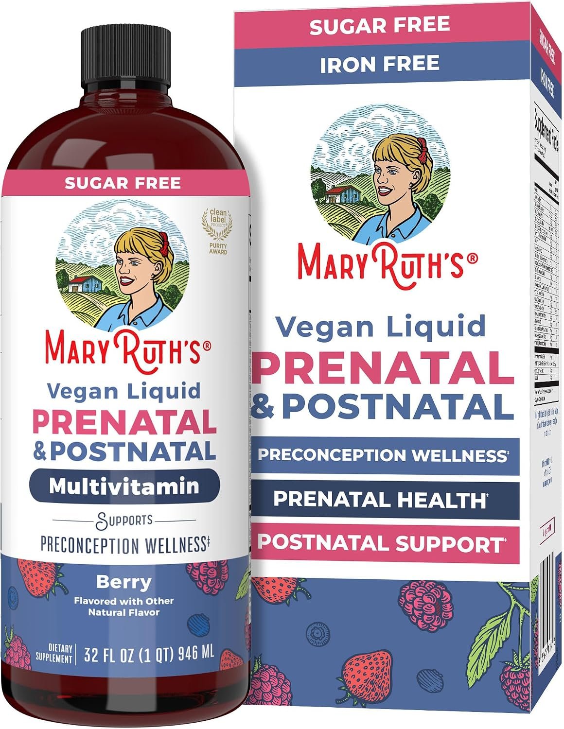 MARYRUTH’S Liquid Postnatal & Prenatal Vitamins for Women, Sugar Free, 32oz | Selenium, Folate, Healthy Fetal Development, Vegan, Non-GMO