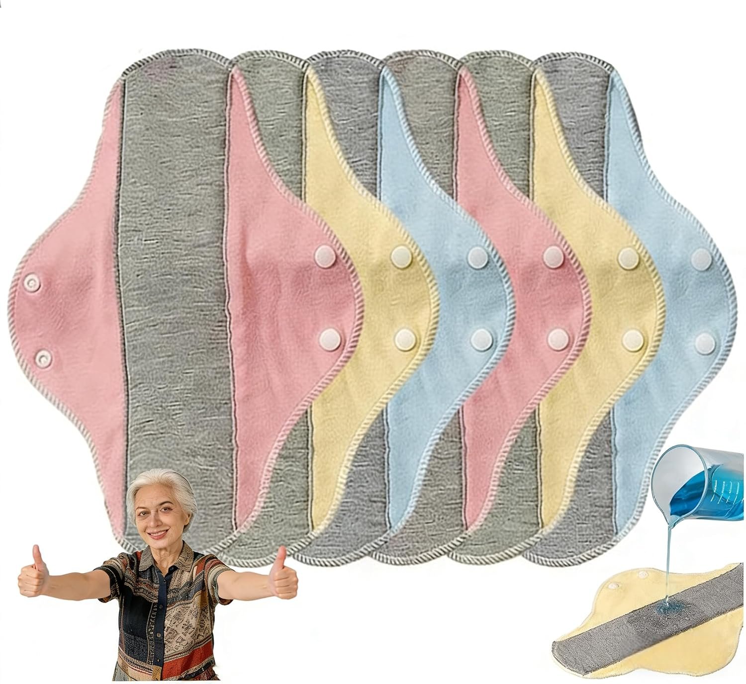 Reusable Washable Incontinence Pads for Women | Leak-Proof, Waterproof & Breathable | Pure Cotton & Bladder Leak Protection (Multicolor 6)