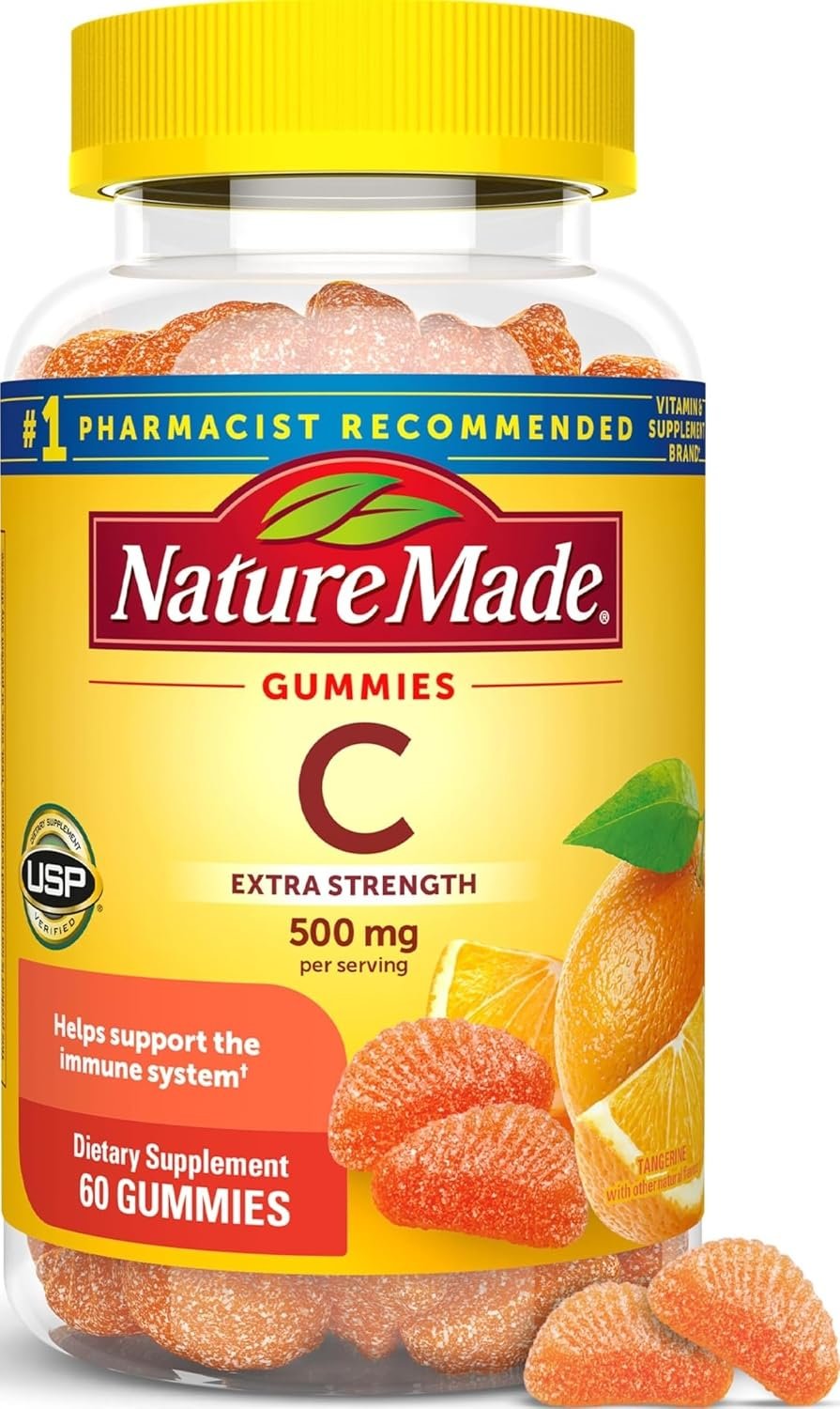 Nature Made Extra Strength Dosage Vitamin C 500mg per Serving, 60 Gummies | Adult Vitamin C Immune Support Gummies, For Daily Immune Support and Antioxidant Support, Tangerine Flavor, 30 Day Supply