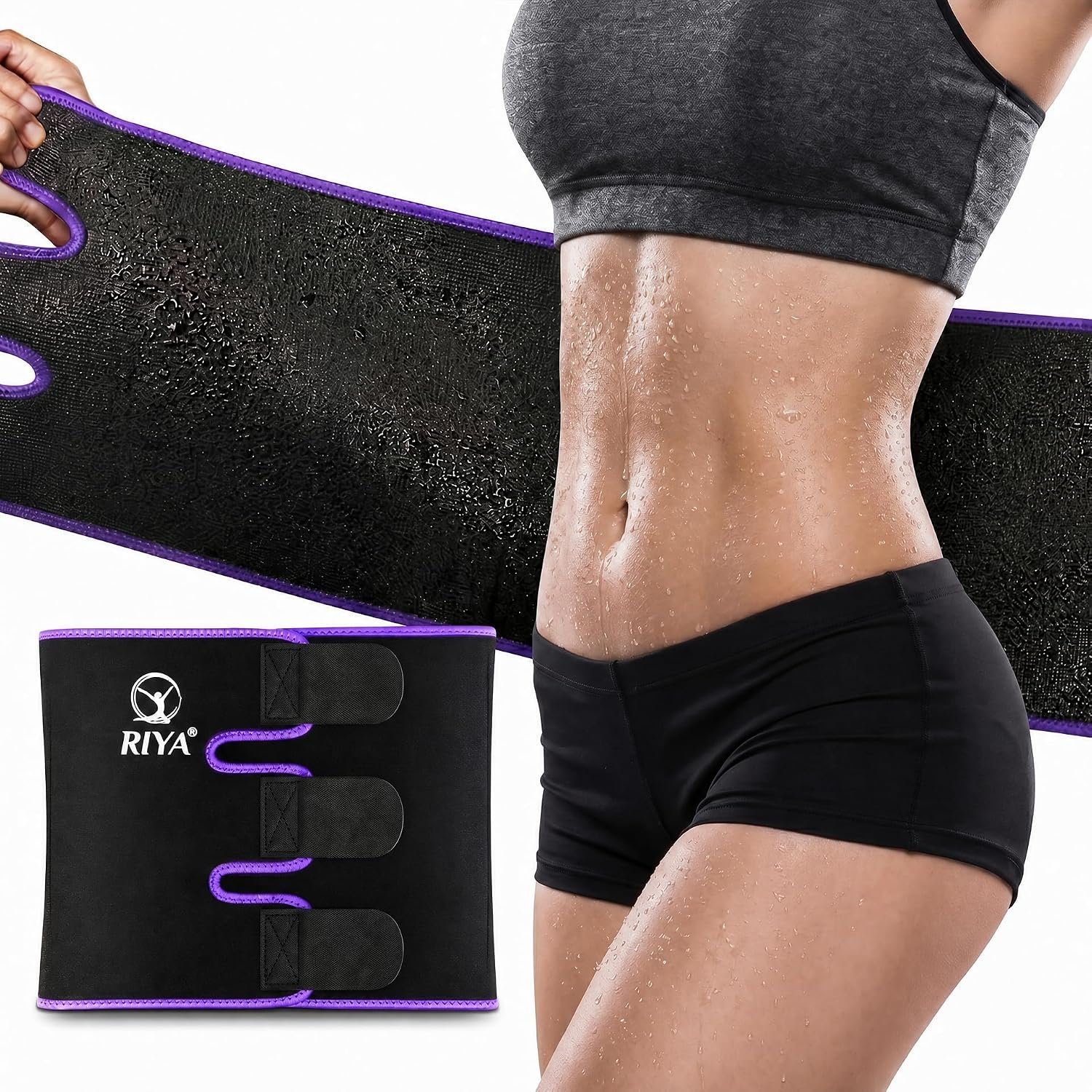 RIYA Waist Trimmer Sweat Waist Trainer for Women and Men Waist Sweat Belt Band Belly Stomach Wrap
