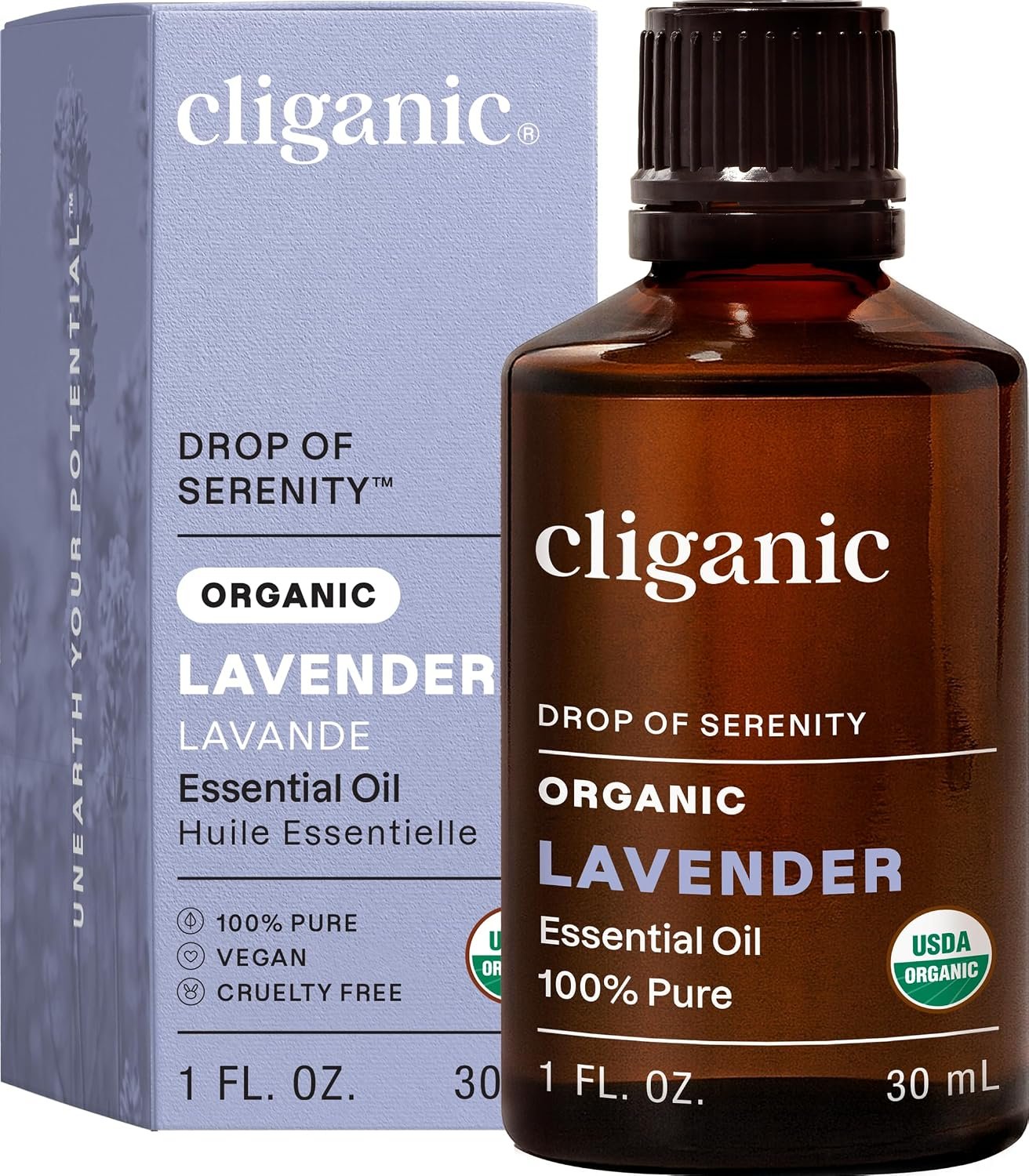Cliganic Organic Lavender Essential Oil, 1oz – 100% Pure Natural Undiluted, for Aromatherapy Diffuser | Non-GMO Verified