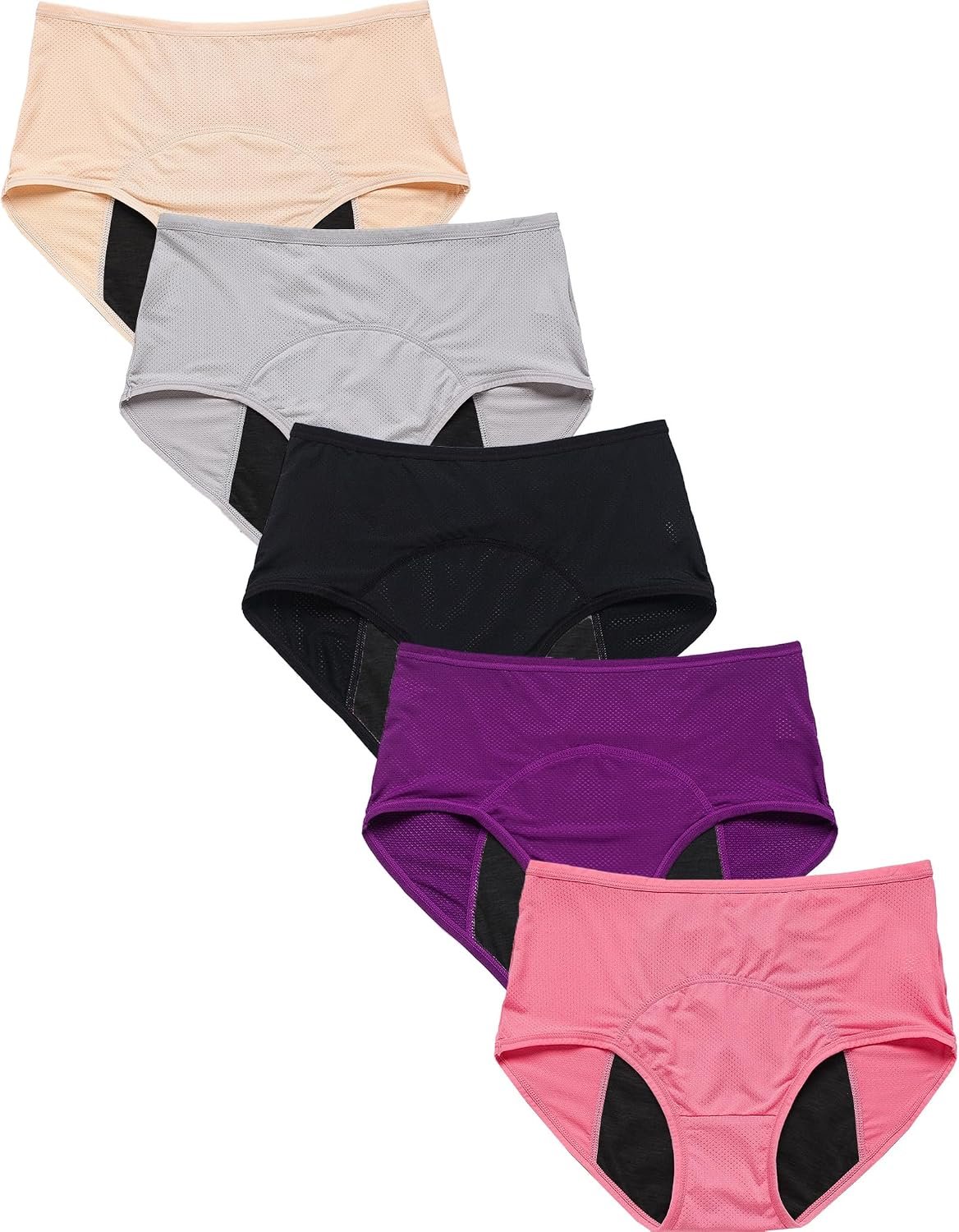 WBEAUTALLOVE Womens Mesh Period Panties High Waisted Menstrual Leak Proof Underwear Incontinence Protective Briefs(H-4-5-1,XXX-Large)