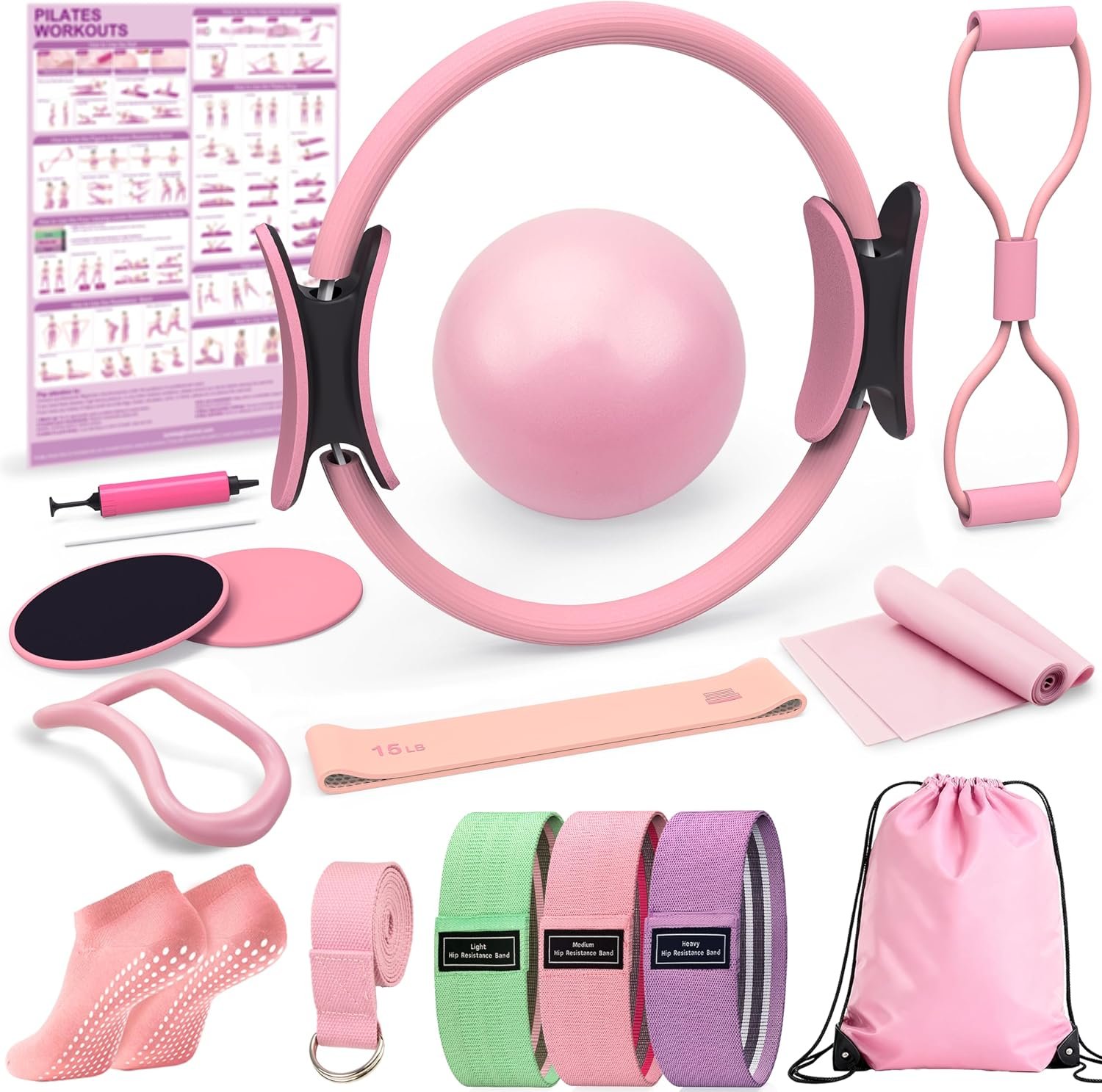 Pilates Kit for Home Workouts, Pilates Equipment Ring and Ball Set, Pilates Essentials Kit for Women, Home Pilates Workout Kit, Pilates Set, Pilates Starter Kit for Women at Gym Studio Travel