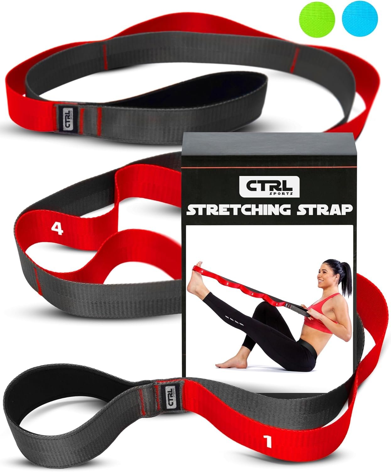 Stretching Strap with Loops, Non Elastic Stretch Band for Physical Therapy | Video Exercises Included – Yoga Strap for Stretching Equipment and Flexibility