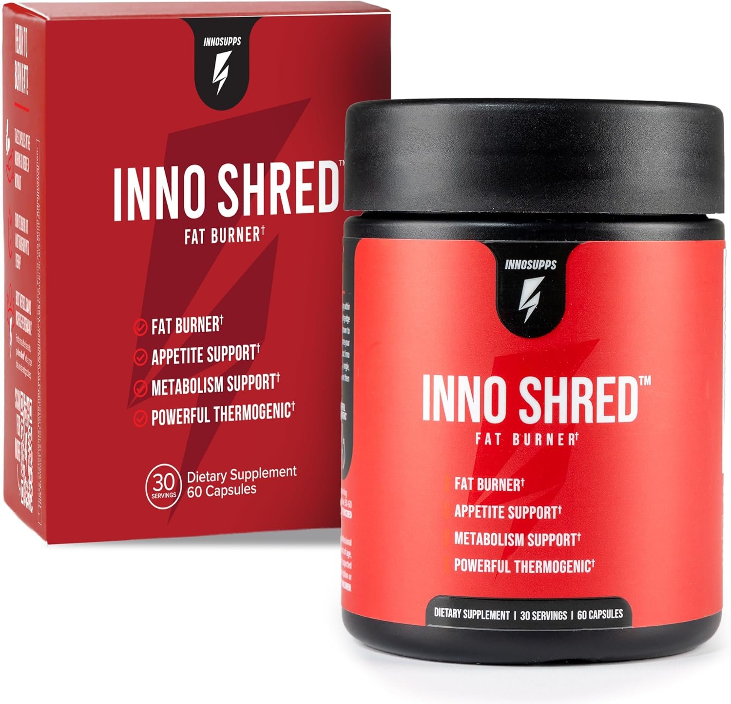 Inno Shred Thermogenic Fat Burner & Appetite Support, 30 Servings | Weight management, energy & metabolism support with Capsimax, Paradoxine (Grains of Paradise), Green Tea for natural energy