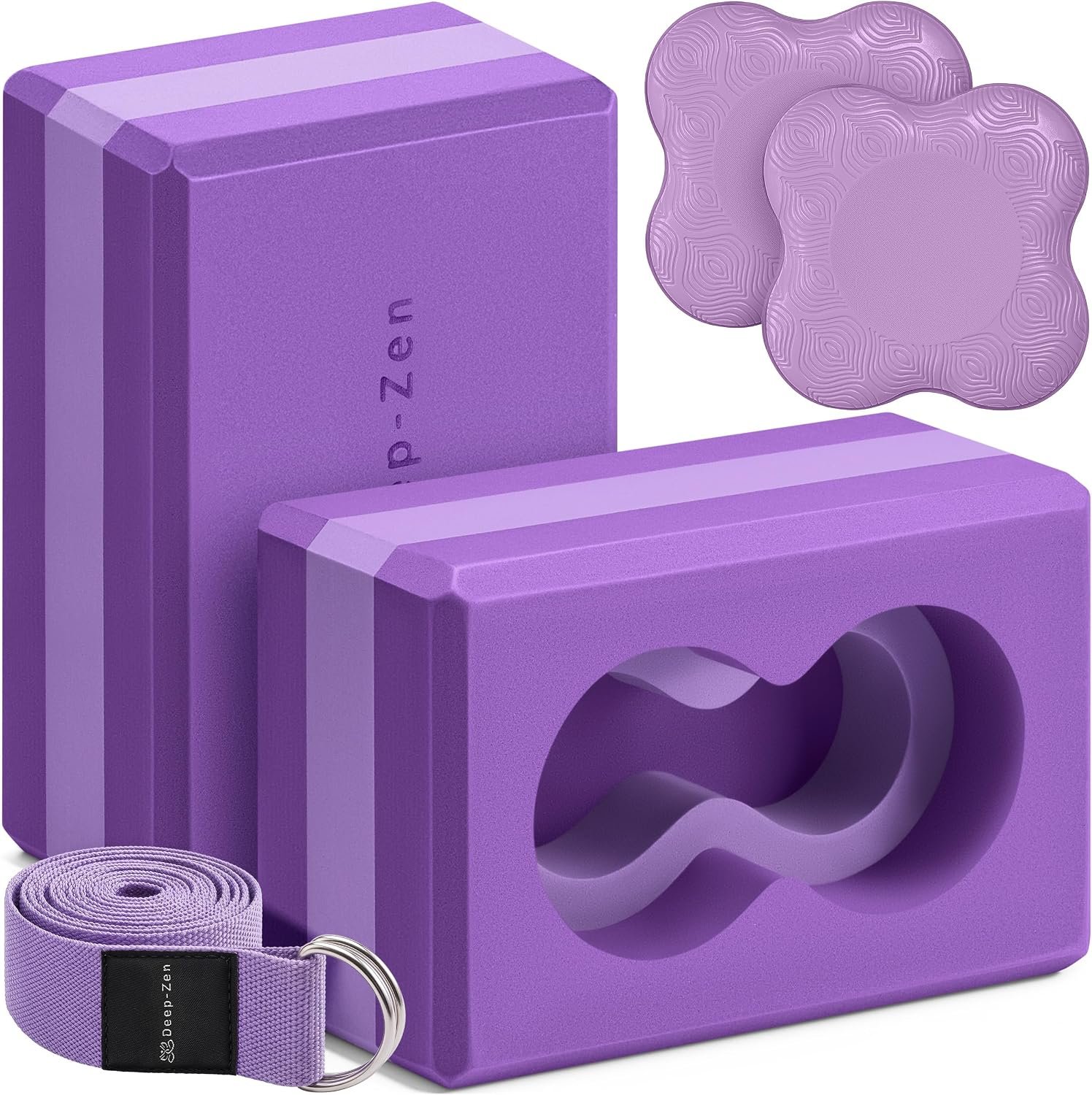 Yoga Blocks Wrist Support; Yoga Blocks 2 Pack with Knee Pads and Strap to Put Less Weight on Wrists; Durable, Versatile Yoga Brick Exercise Block Set, Blocks Yoga