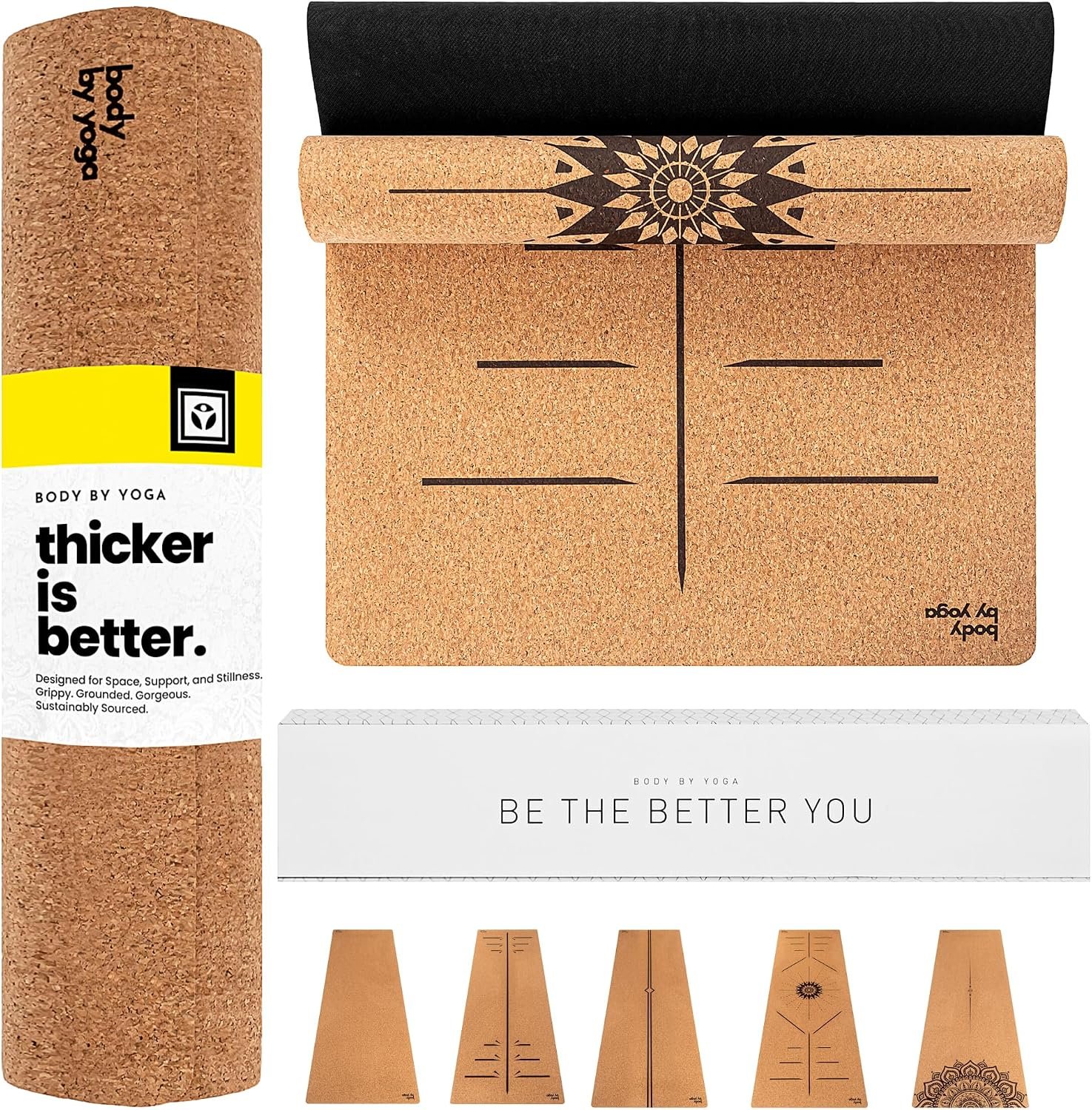 Luxury Cork Yoga Mat – Non Slip, Extra Thick Grip. Thicker, Longer, and Wider for More Comfort and Support. Tough Enough For Hot Yoga. Natural, Non Toxic, and Eco Friendly. Optional Alignment Lines.